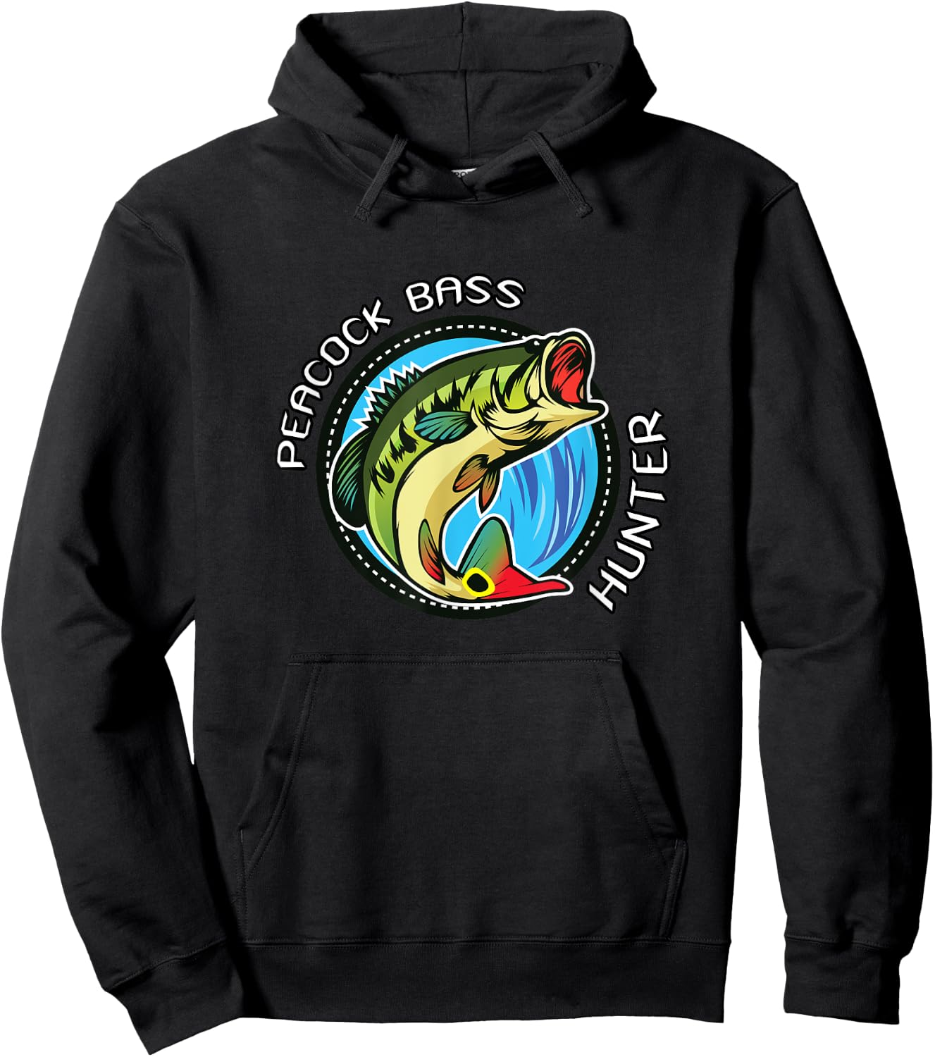 Peacock Bass Hunter, Fish T Shirt Hoodie - Hoodie | Black