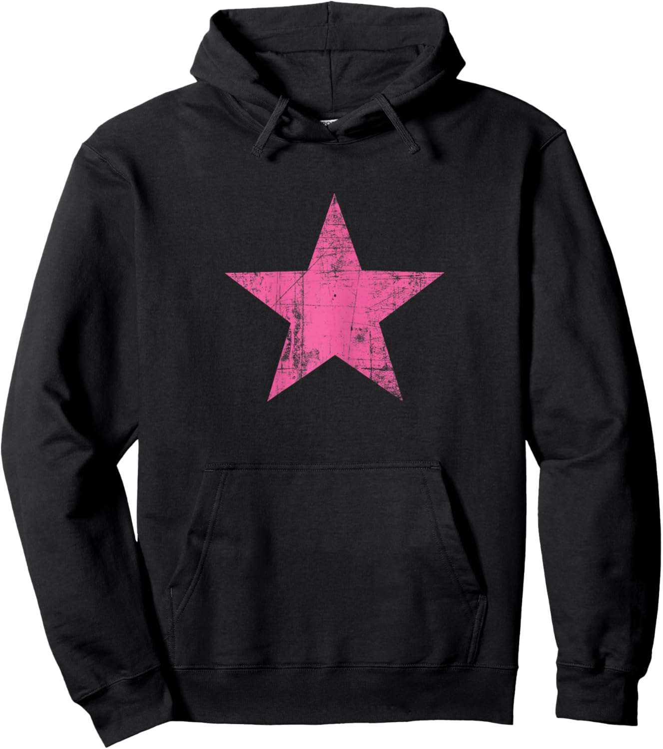 Vintage Pink Star Retro Graphic Tops Girls Hoodie - Hoodie | Black