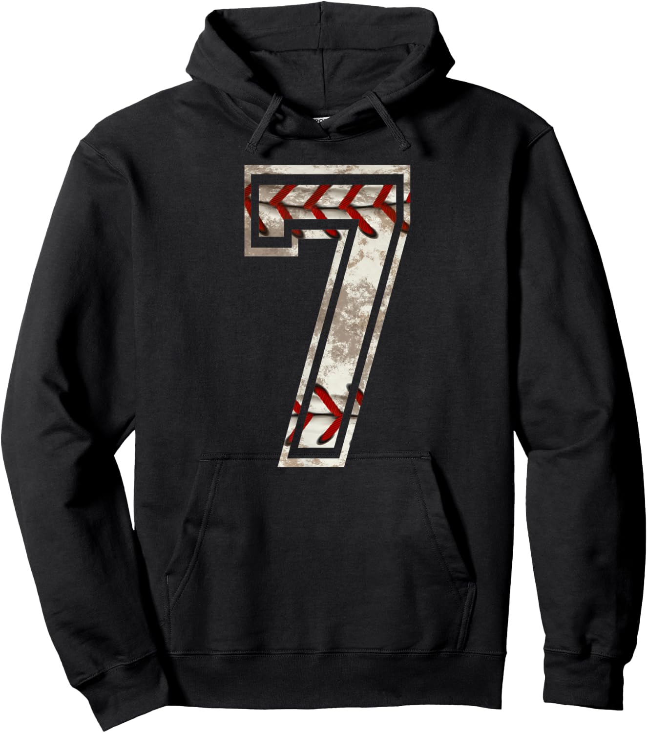 Baseball Jersey Number 7 Vintage Distressed Hoodie - Hoodie | Black