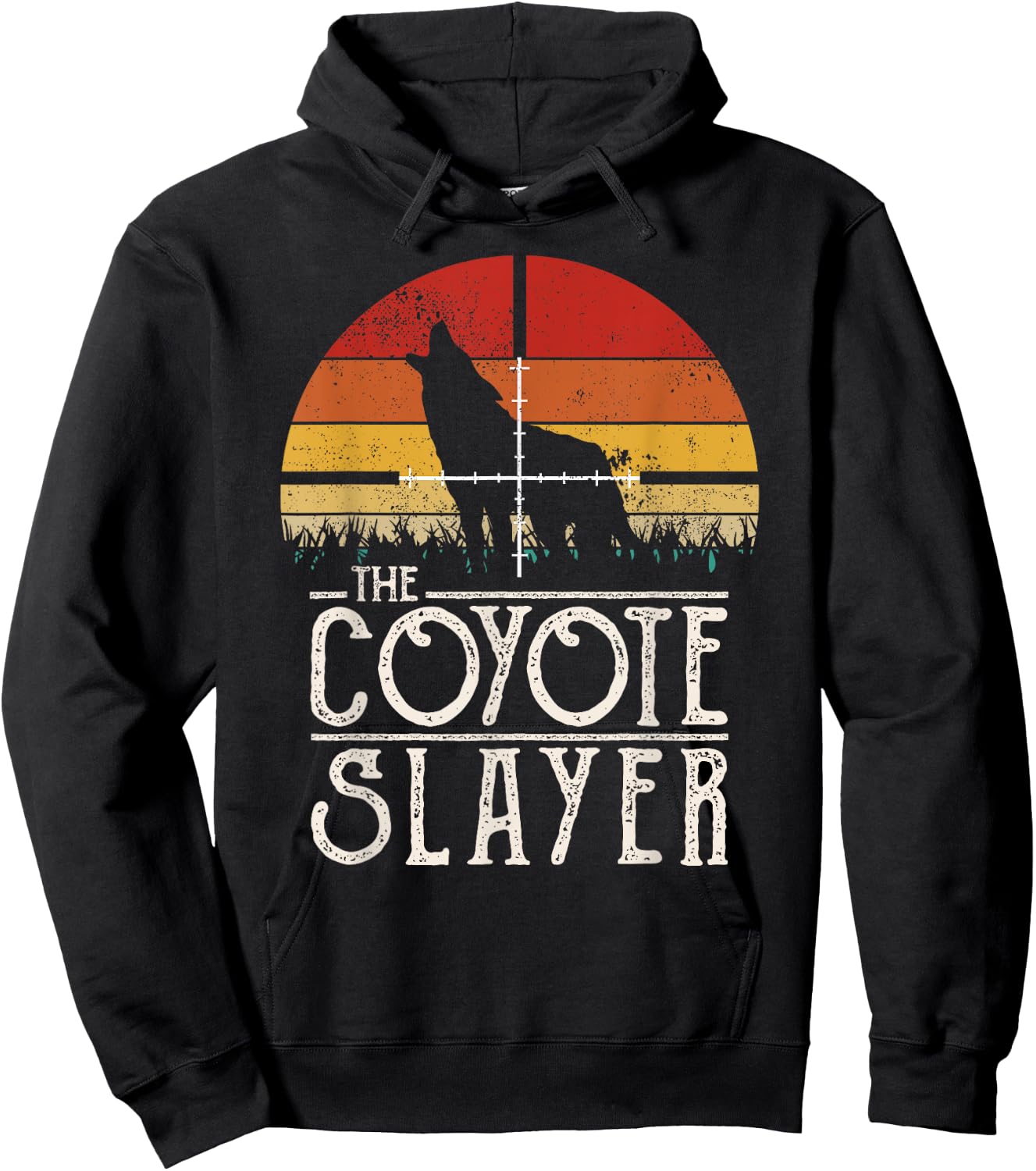 Vintage Sunset Retro Style Coyote Hunting Coyote Slayer Hoodie - Hoodie | Black