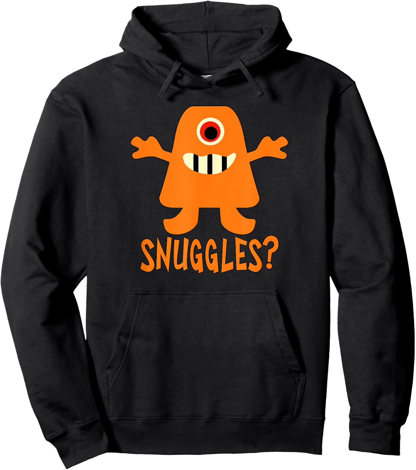 Snuggles with Cute Orange Monster Hoodie - Hoodie | Black
