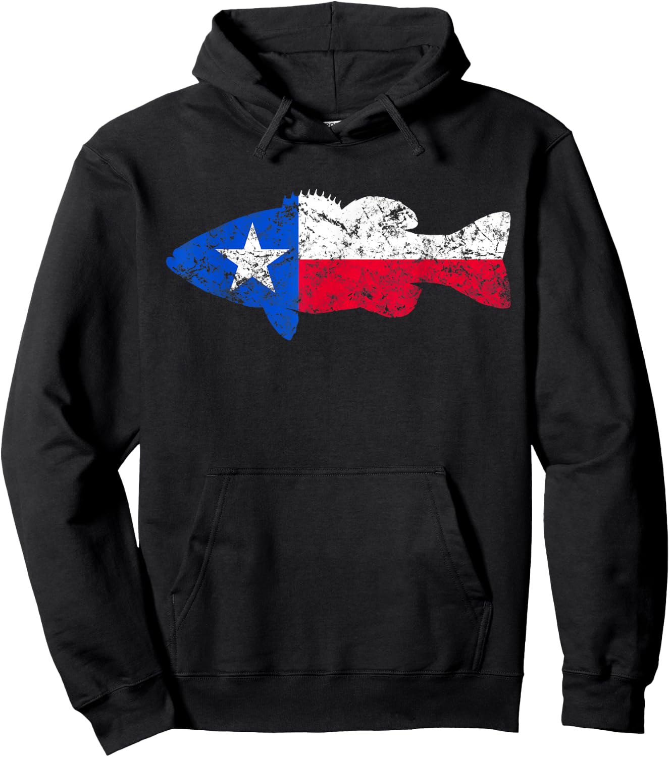 Texas Flag Smallmouth Bass Fishing Hoodie - Hoodie | Black