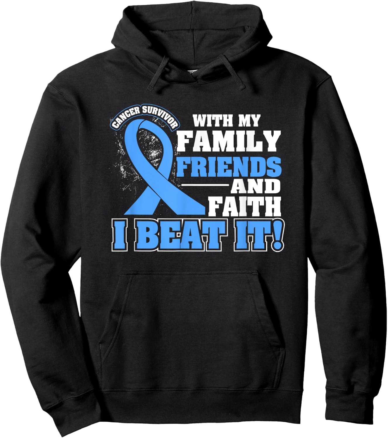 Family Faith I Beat It Prostate Cancer Awareness Ribbon Hoodie - Hoodie | Black