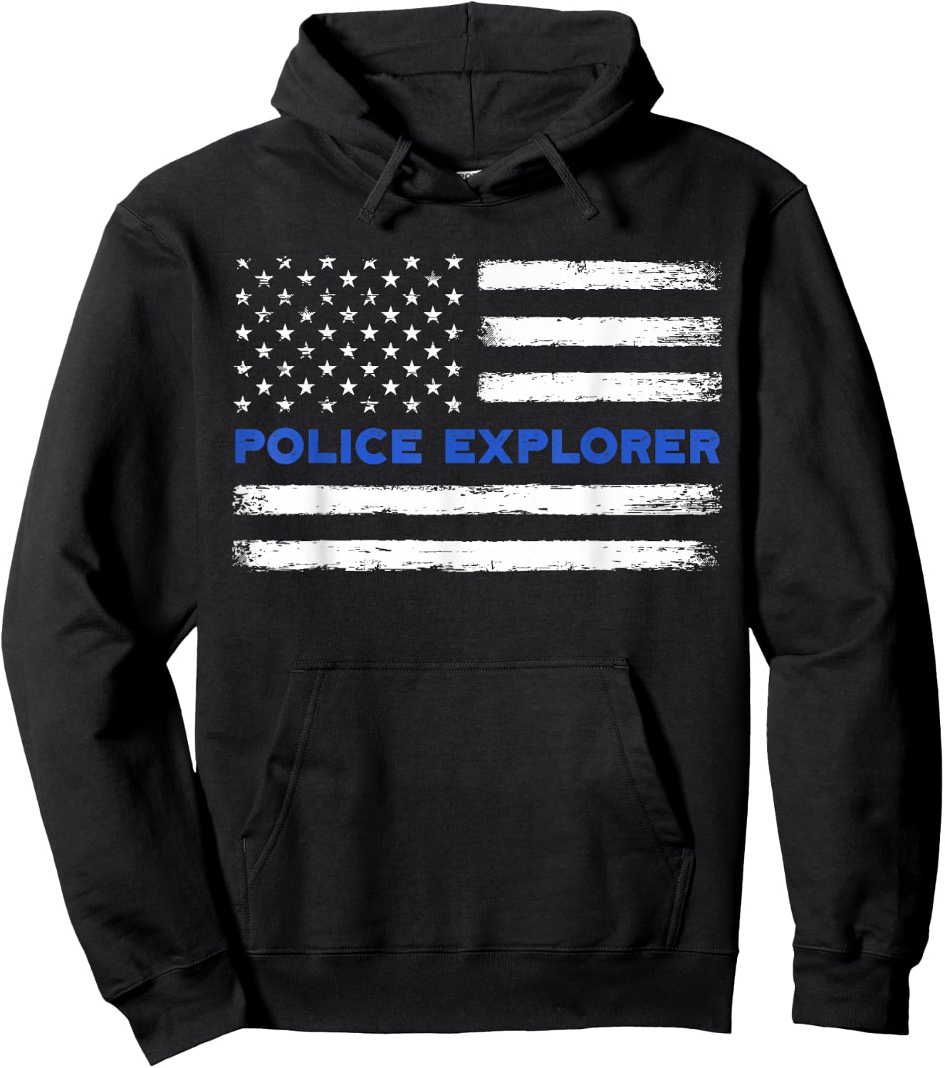 Police Explorer Vintage Police Flag Academy Graduation Hoodie - Hoodie | Black