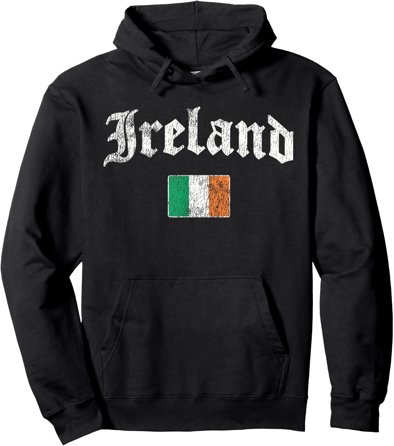 Vintage Irish Flag of Ireland Souvenir Men Women Kids Hoodie - Hoodie | Black