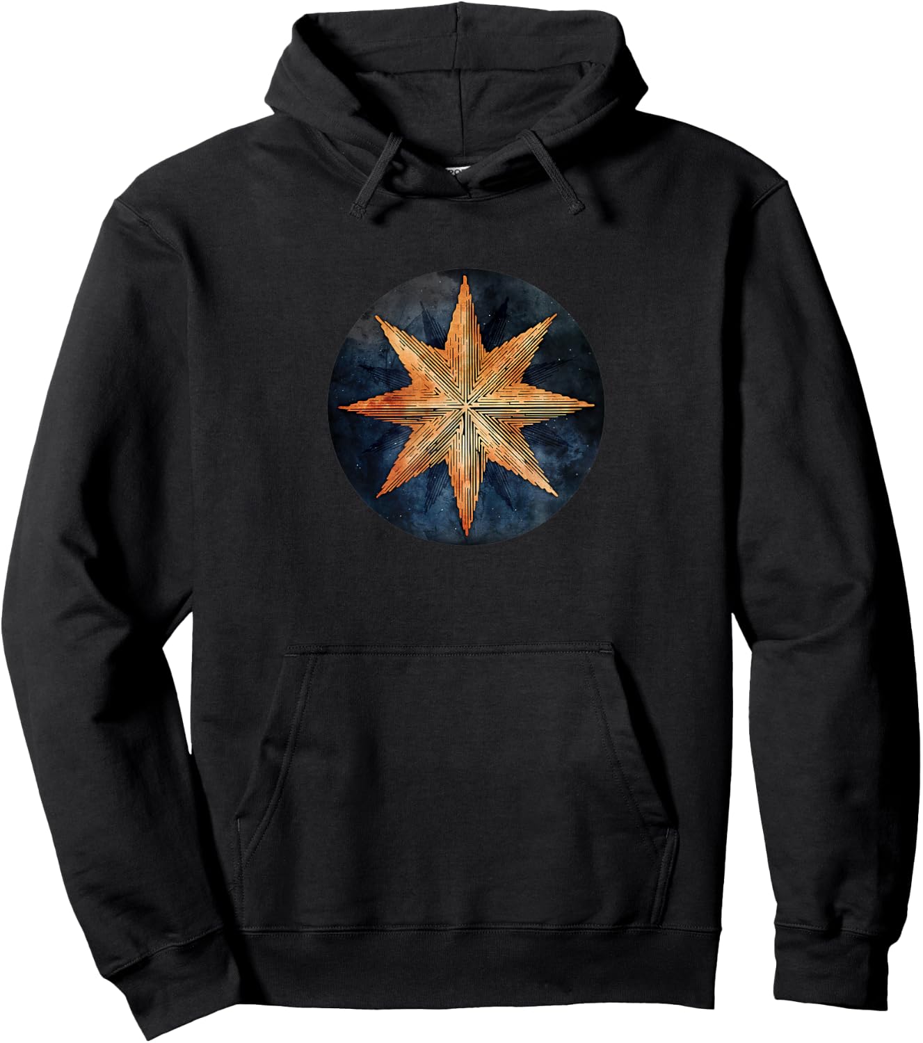 Nautical Compass-Rose Star - Geometric Sailing Hoodie - Hoodie | Black
