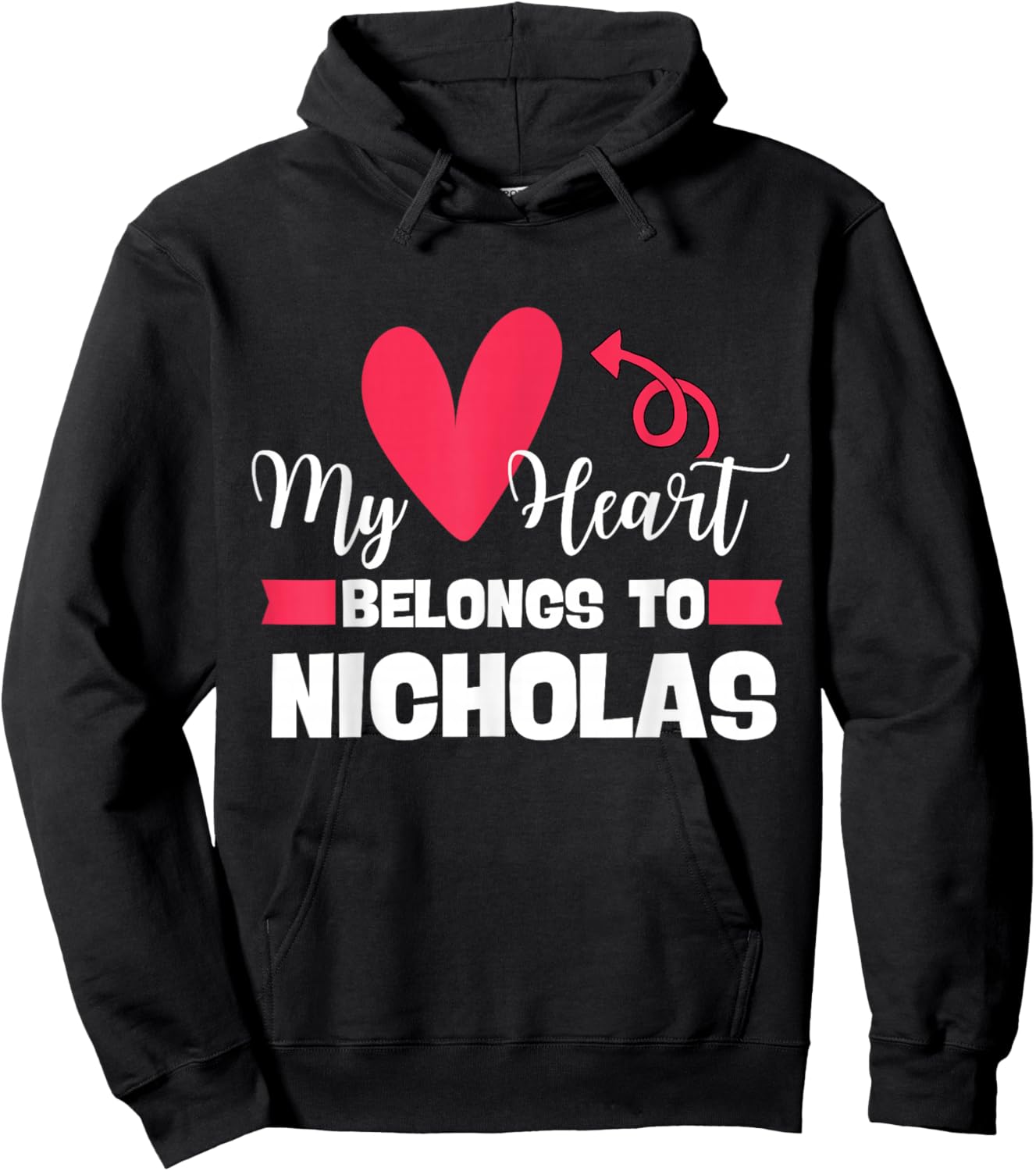 First Name Nicholas Valentines Day Design for Couples Hoodie - Hoodie | Black