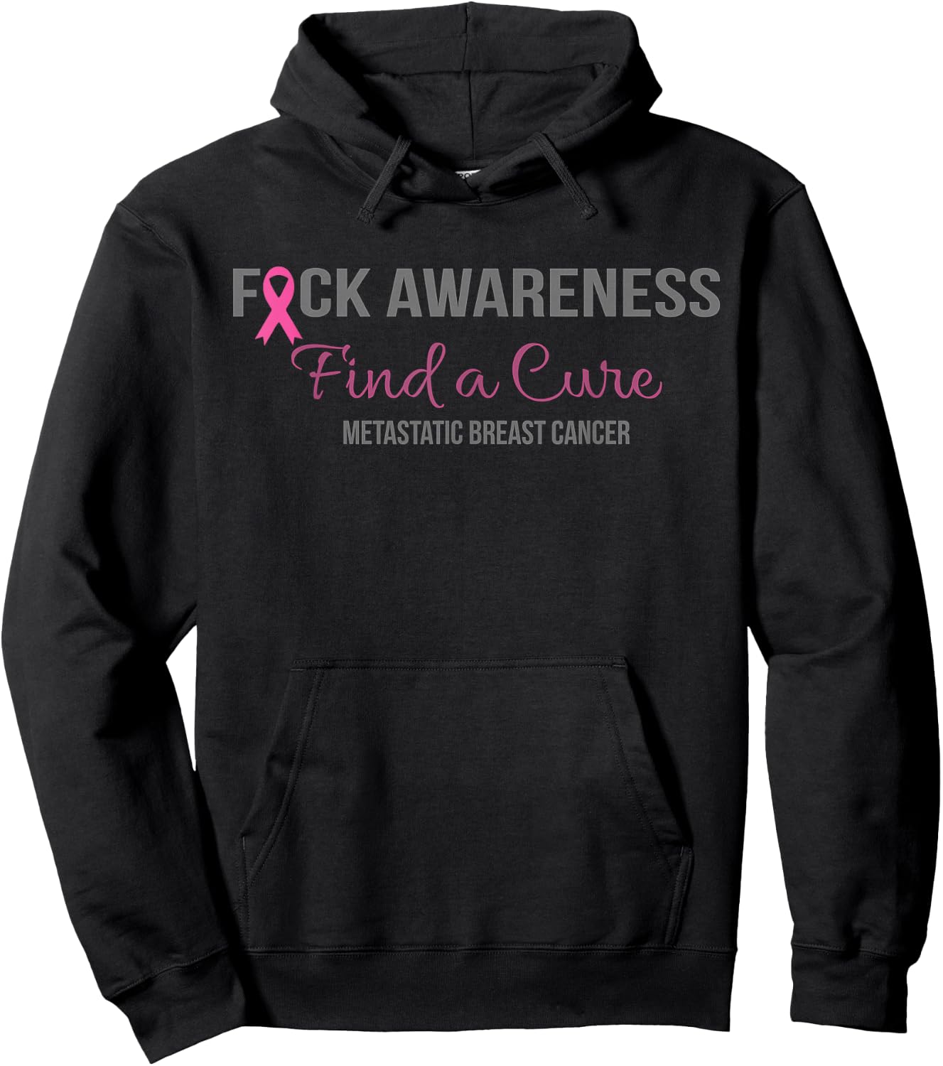 Find a Cure Metastatic Breast Cancer Awareness Gift Hoodie - Hoodie | Black