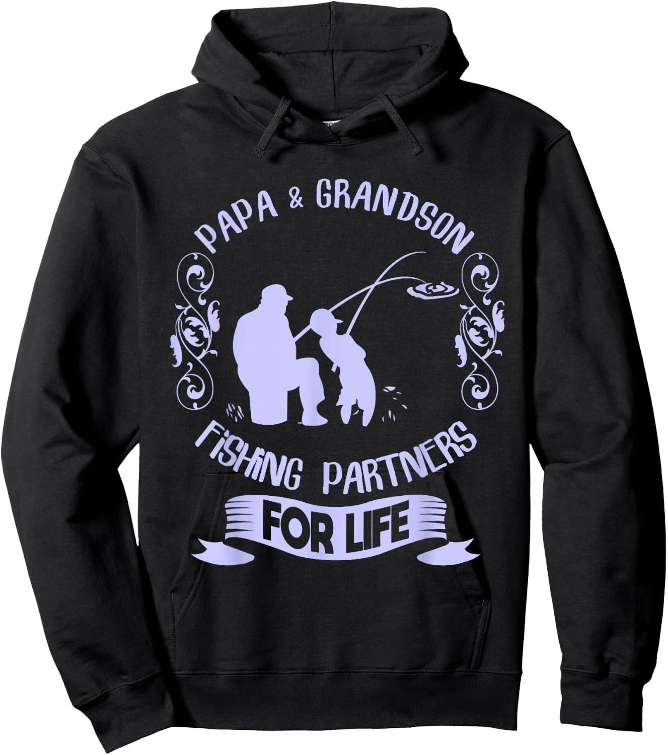 Matching Papa and Grandson Fishing Shirt Fishing Grandpa Hoodie - Hoodie | Black