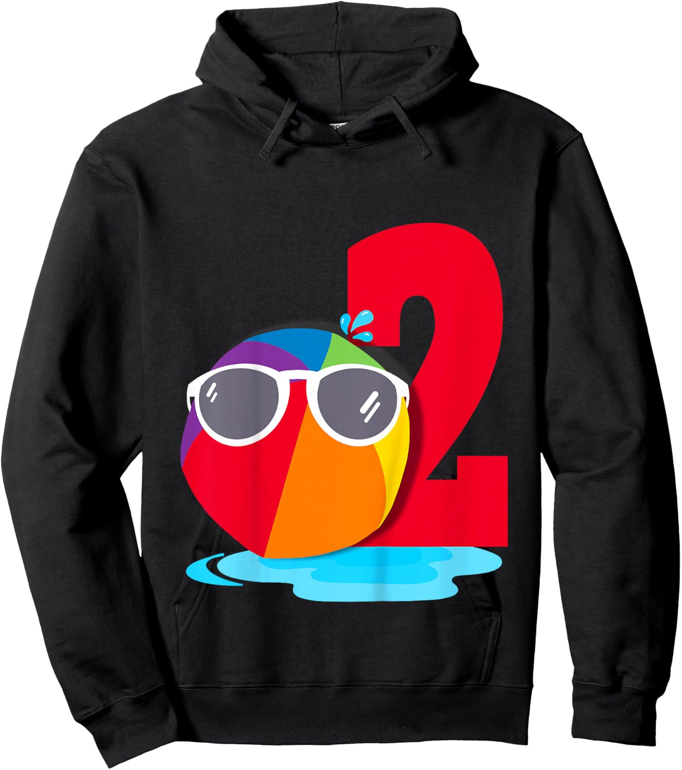 Beach Ball Sunglasses Birthday Shirt 2 Year Old Pool Party Hoodie - Hoodie | Black