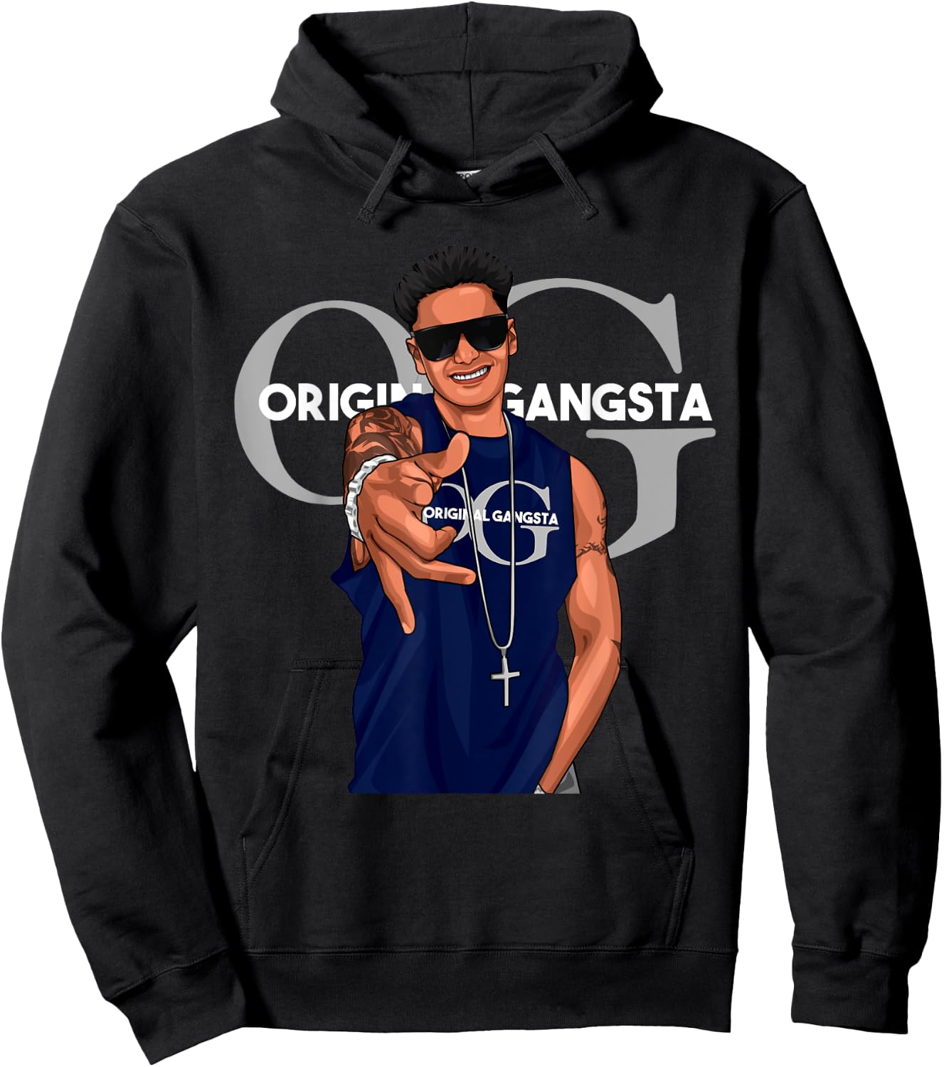 Original Gangsta Pauly D OG with Sunglasses and Chain Hoodie - Hoodie | Black