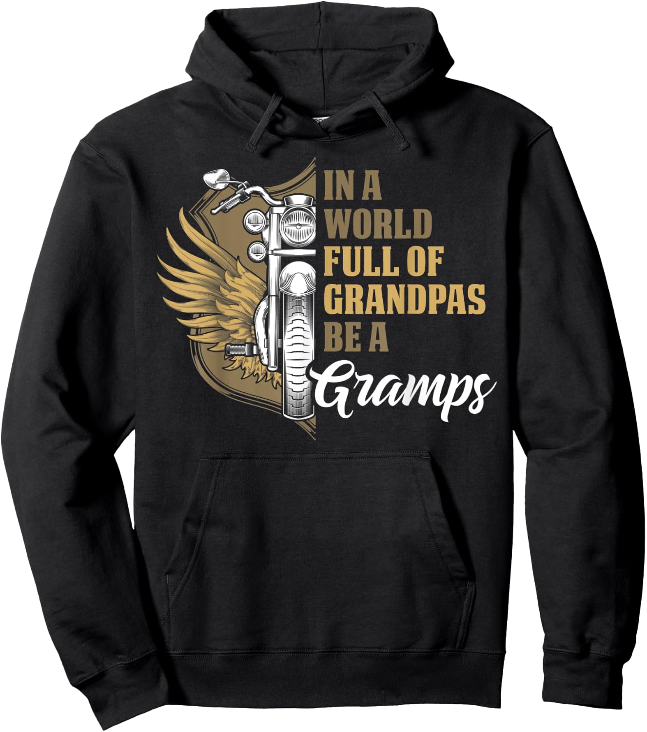 Motorcycle Gift Dad Fathers Day Biker Gramps Hoodie - Hoodie | Black