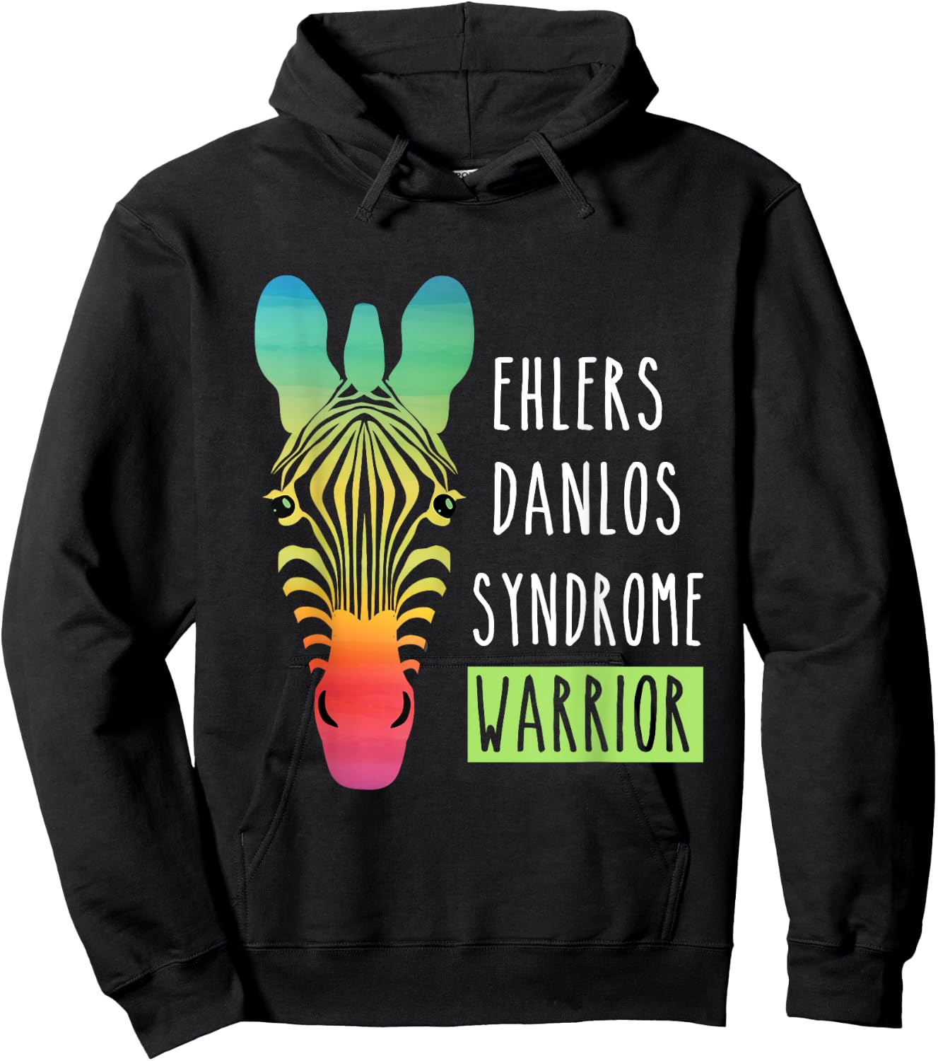 Ehlers Danlos Syndrome Warrior EDS Awareness Zebra Hoodie - Hoodie | Black