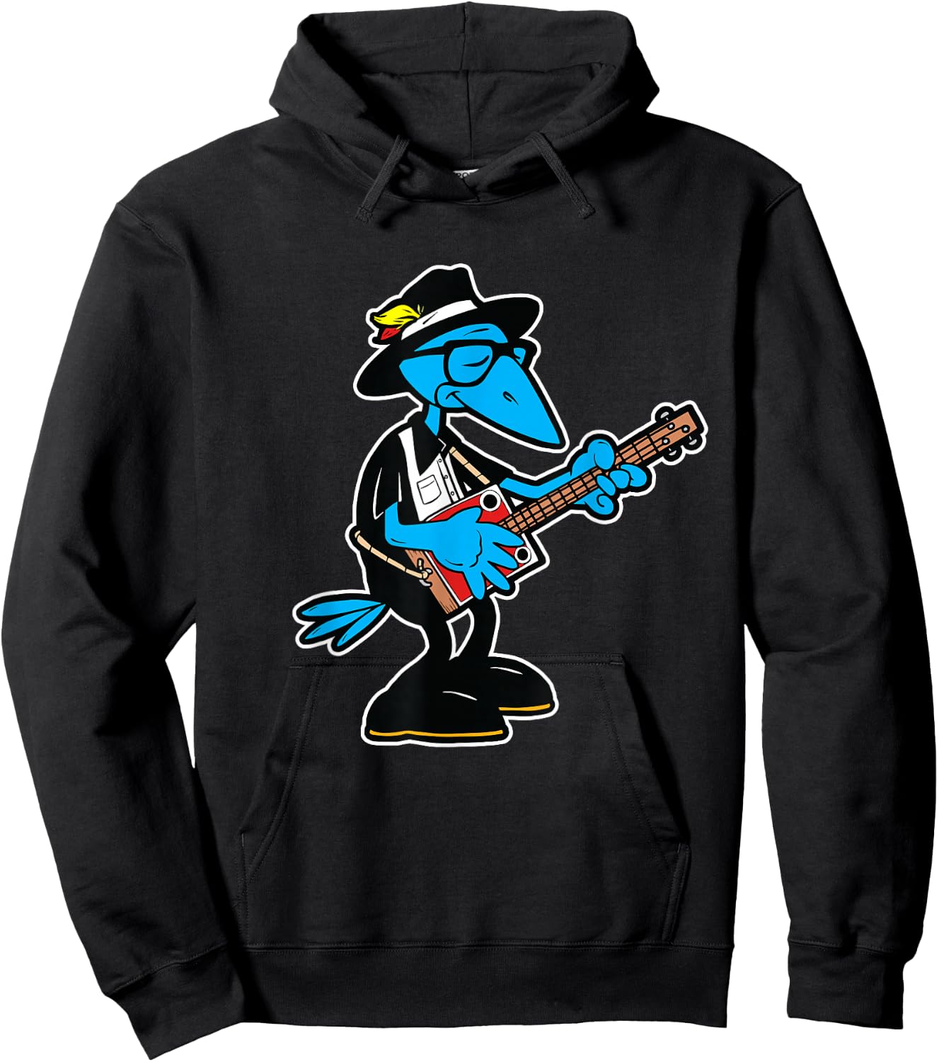 Southern Music Cartoon Crow Blues Guitarist Hoodie - Hoodie | Black
