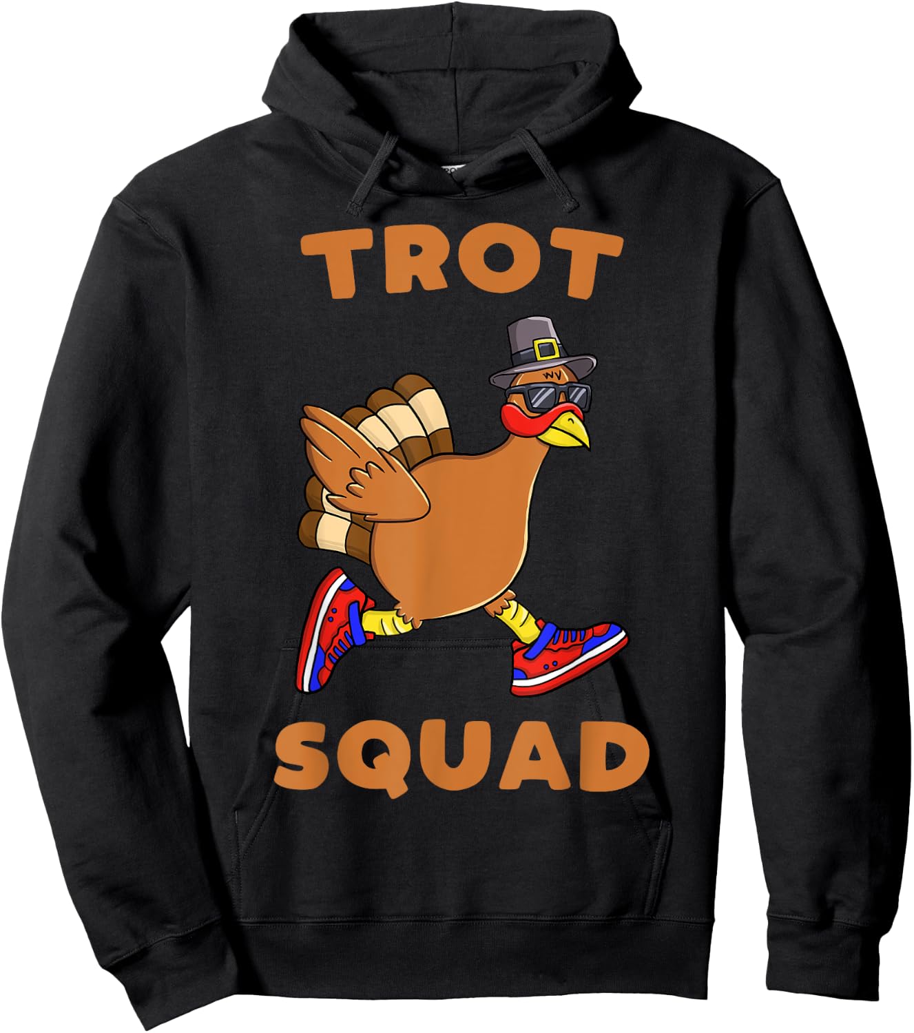 Turkey Trot Squad Funny Thanksgiving Day Run Pilgrim Hoodie - Hoodie | Black