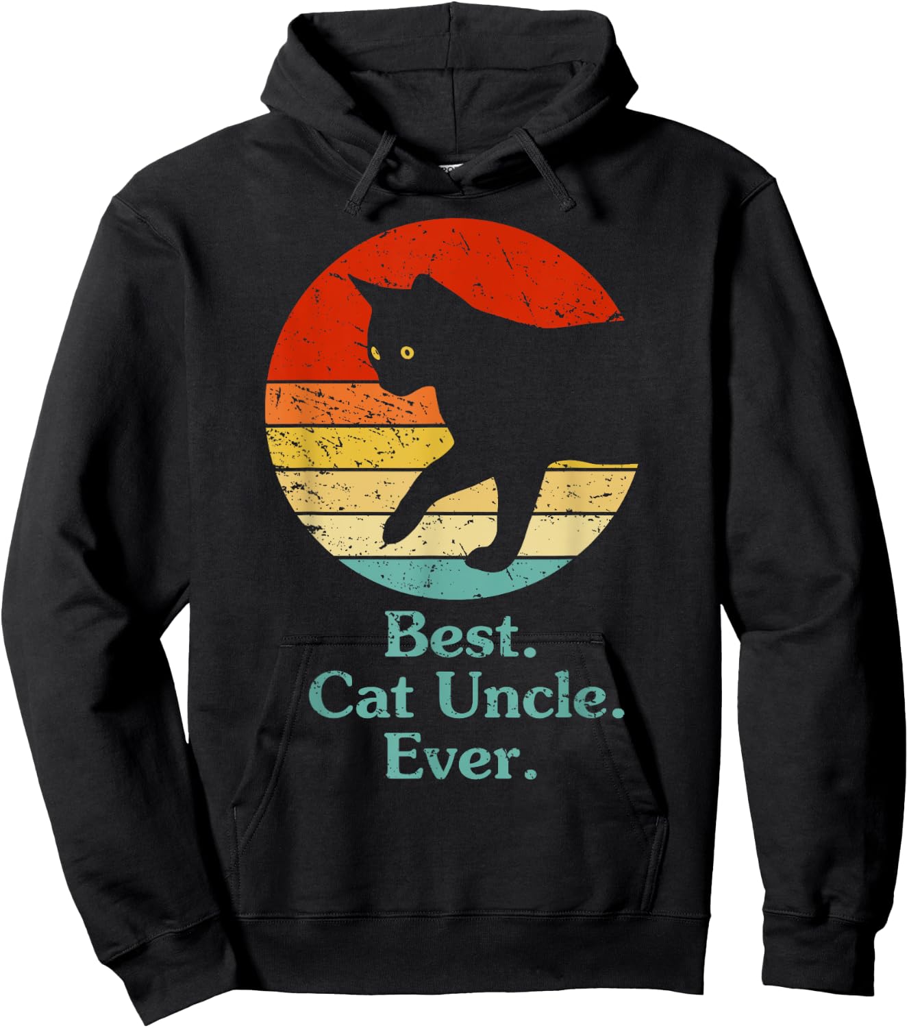 Cat Uncle Vintage Eighties Style Funny Retro Cat Owner Boy Hoodie - Hoodie | Black