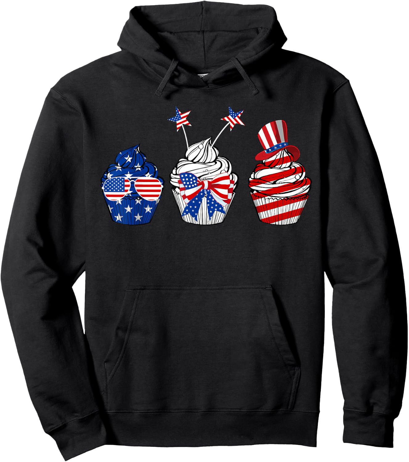 Red White Blue Cupcake Baking Lover 4th Of July Gifts Hoodie - Hoodie | Black