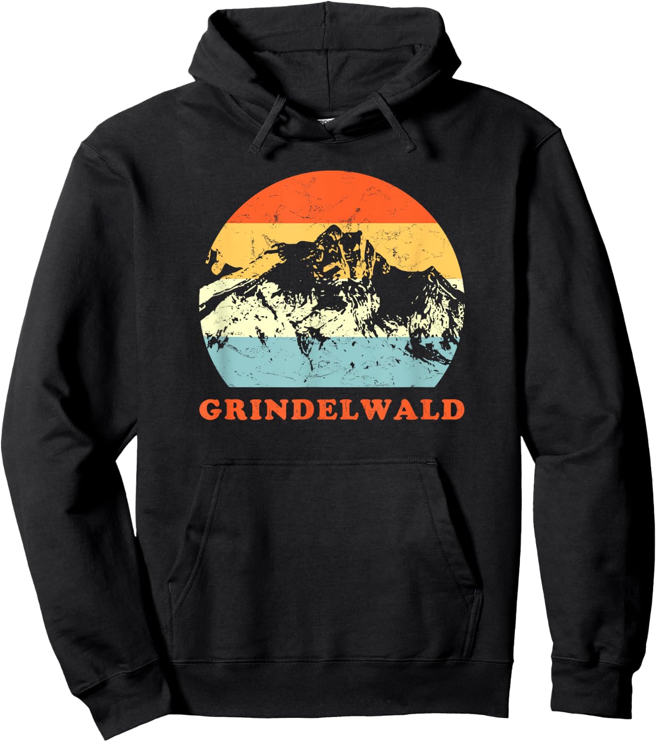 Grindelwald, Swiss Vintage Mountain Lovers Vacation Hoodie - Hoodie | Black