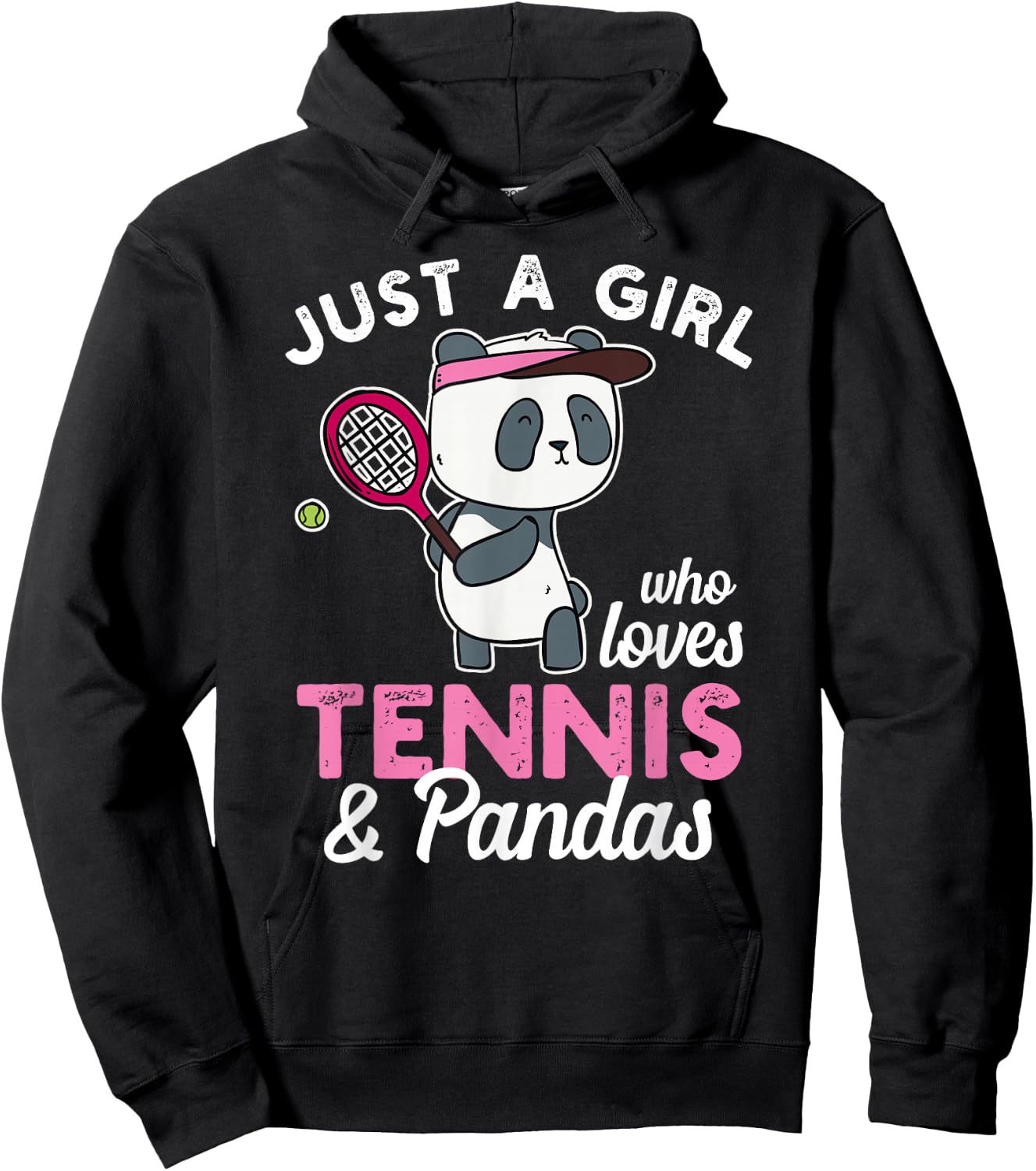 A Girl who loves Tennis & Pandas Tennis Lover Shirt Hoodie - Hoodie | Black