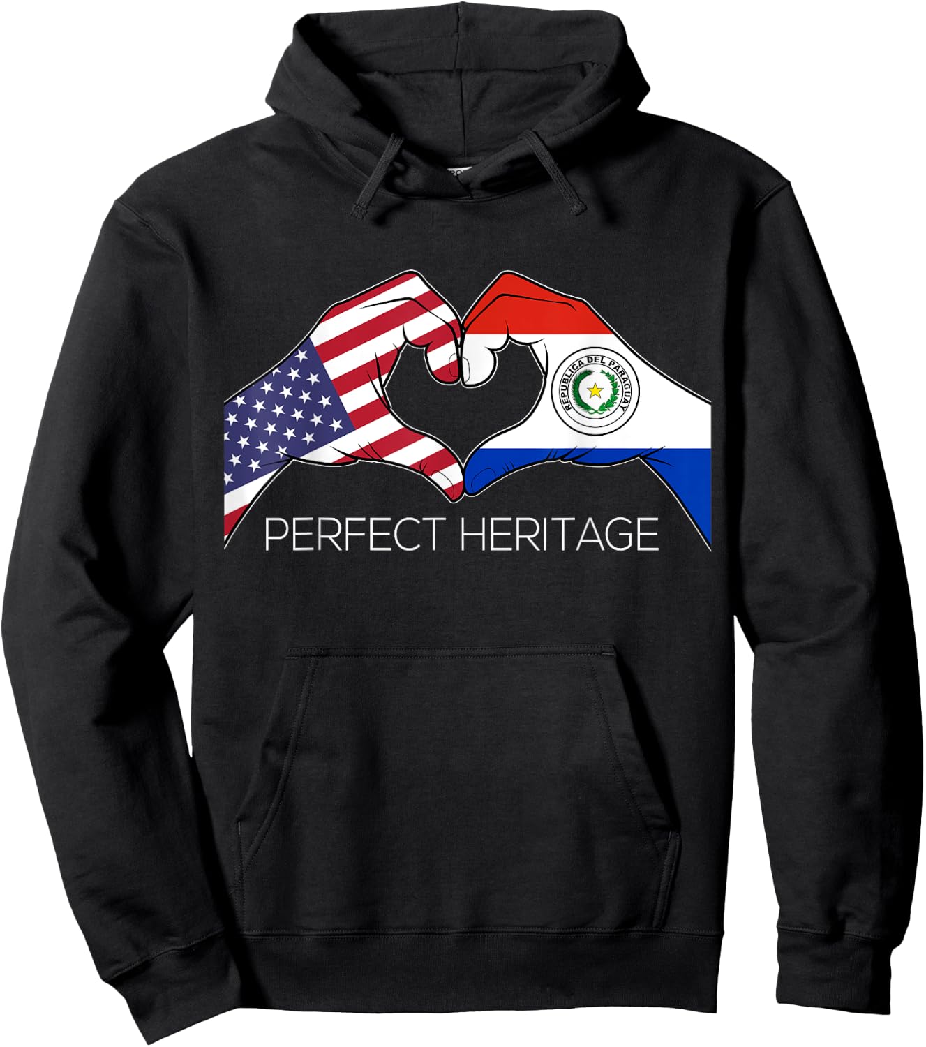 USA and Paraguay Paraguayan American Perfect Heritage Heart Hoodie - Hoodie | Black