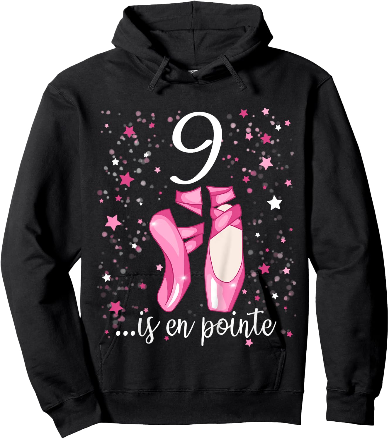Kids Ballerina Girl 9th Birthday Shirt 9 Years Old Ballet Shoes Hoodie - Hoodie | Black