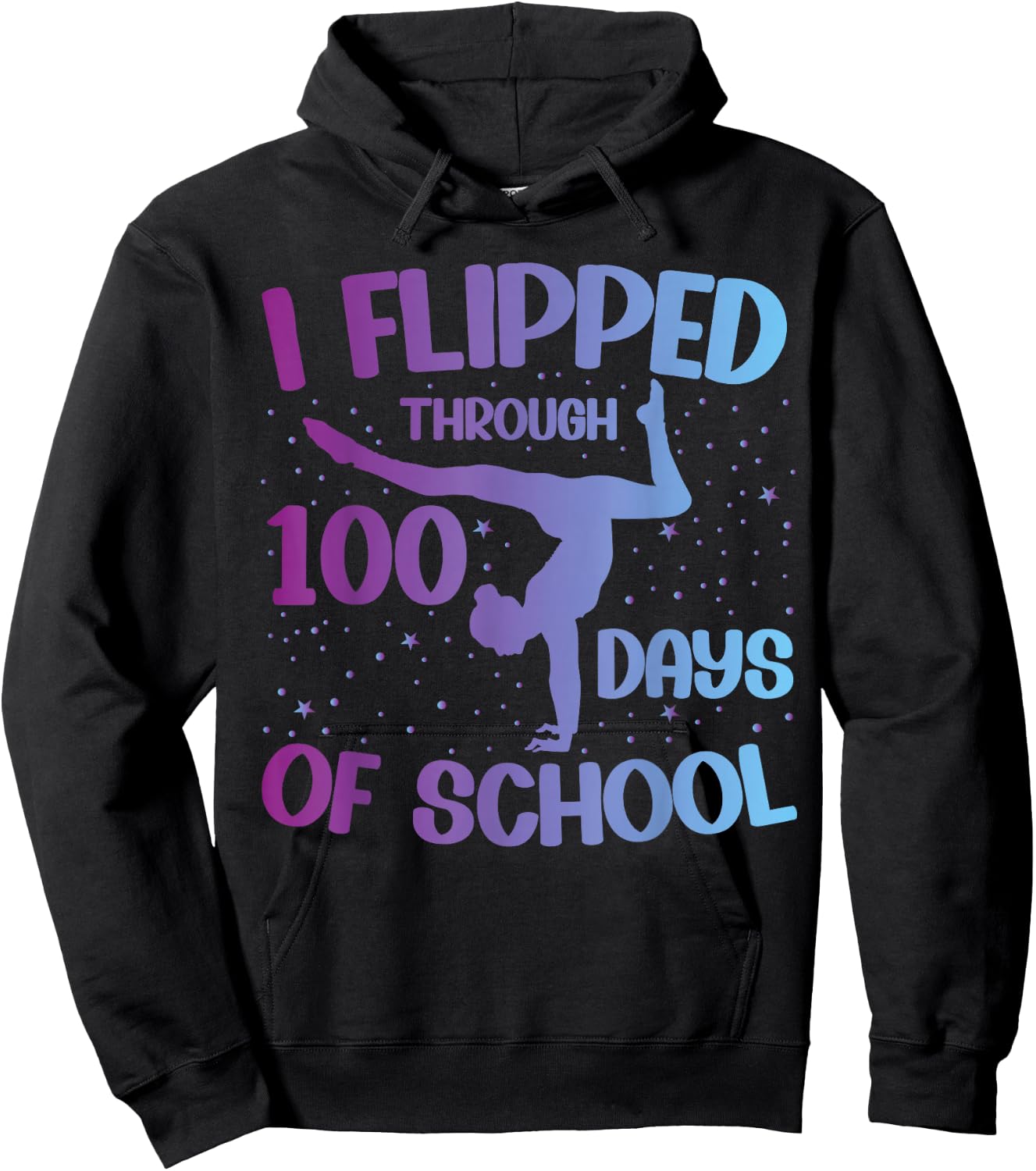 Gymnast HAPPY 100 days of school Gymnastic Tumbling Hoodie - Hoodie | Black