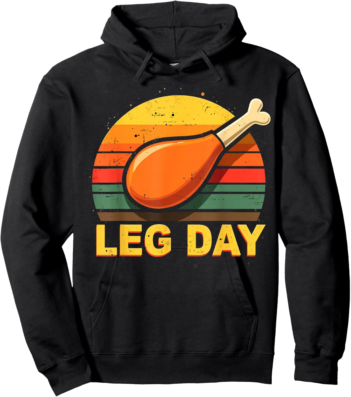 Leg Day Turkey Retro Thanksgiving Gym Humor Workout Hoodie - Hoodie | Black