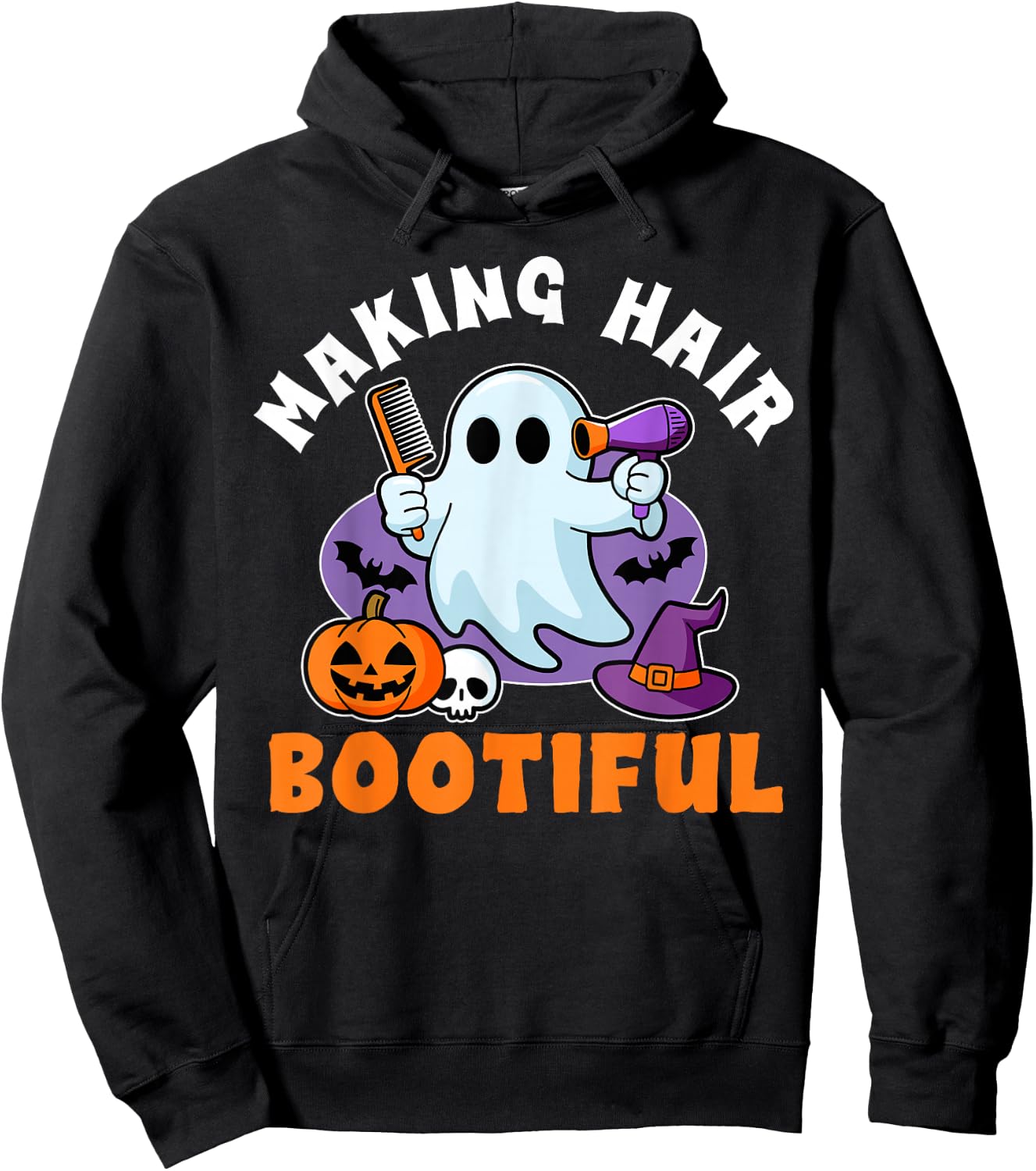 Making Hair Bootiful Funny Scary Ghost Hairdresser Halloween Hoodie - Hoodie | Black