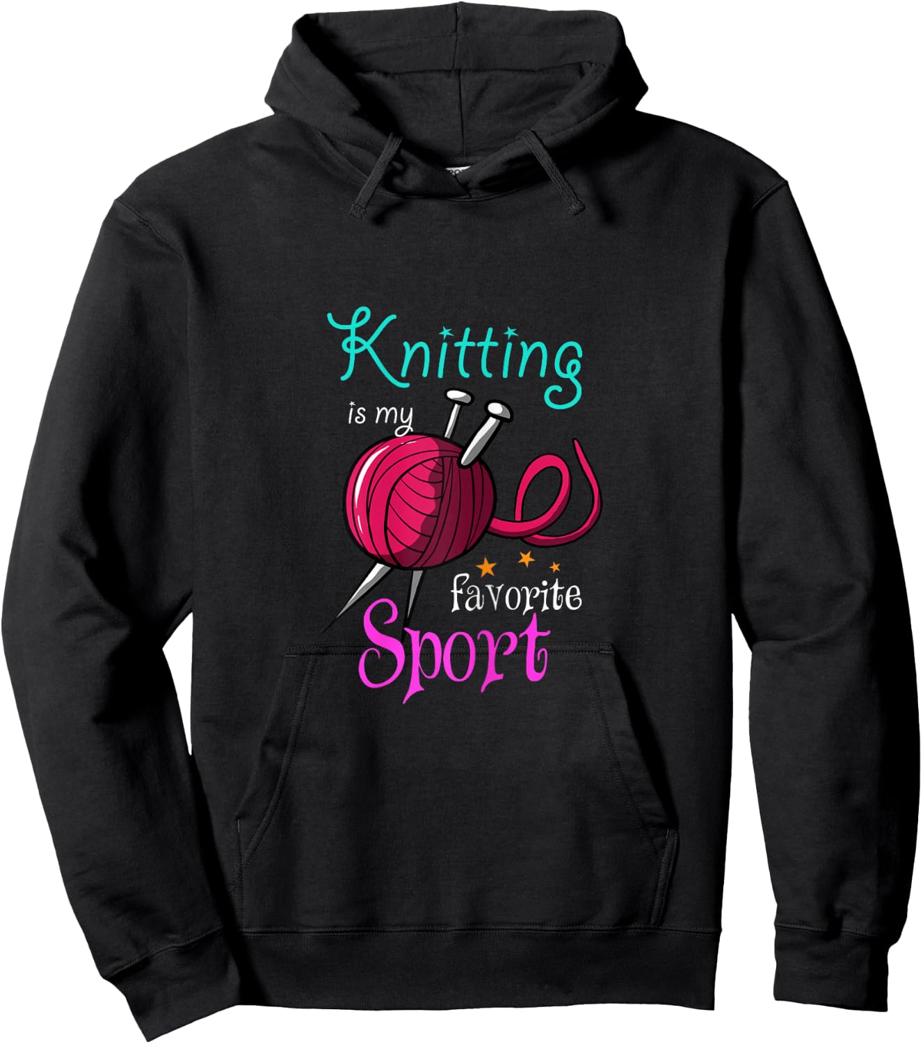 Knitting Needles Handmade Wool Knitter - Knitting Hoodie - Hoodie | Black