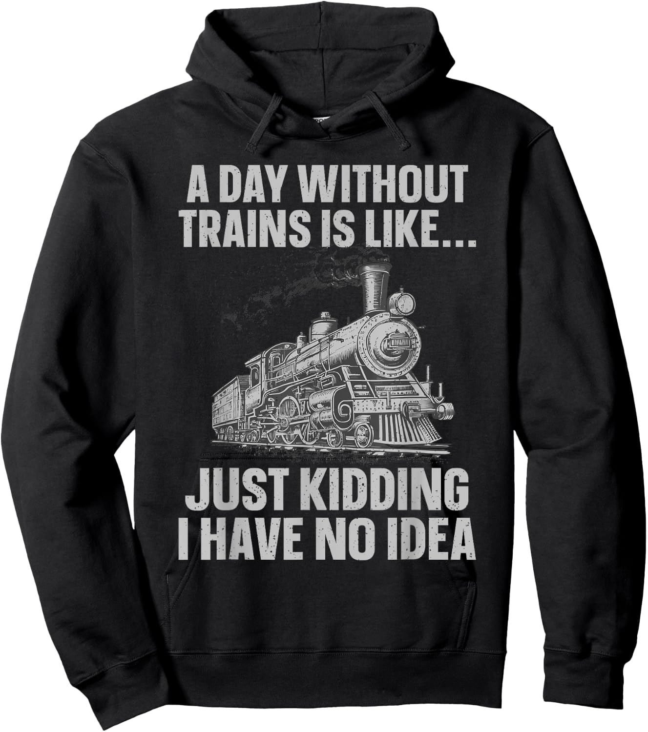Funny Train Art Women Kids Railroad Train Lover Hoodie - Hoodie | Black
