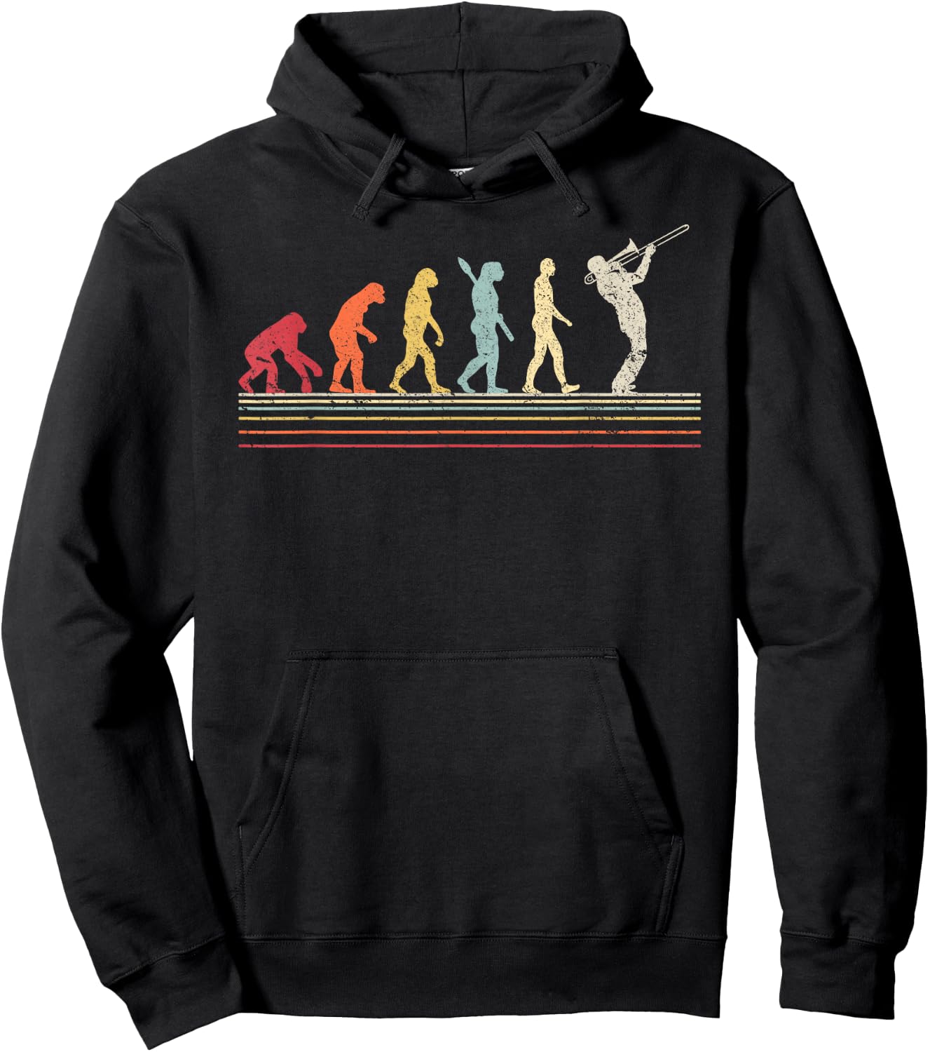 Funny Trombone : Retro Vintage Evolution Of Man Hoodie - Hoodie | Black