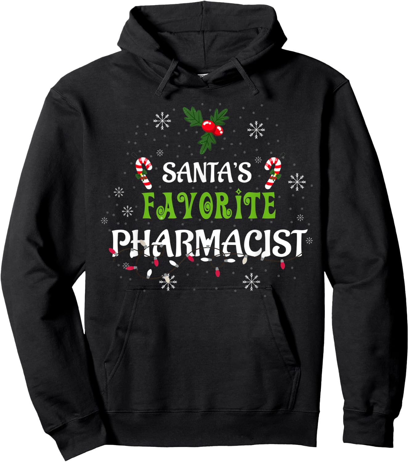 Santa's Favorite Pharmacist Christmas Pajama Gift Xmas Hoodie - Hoodie | Black