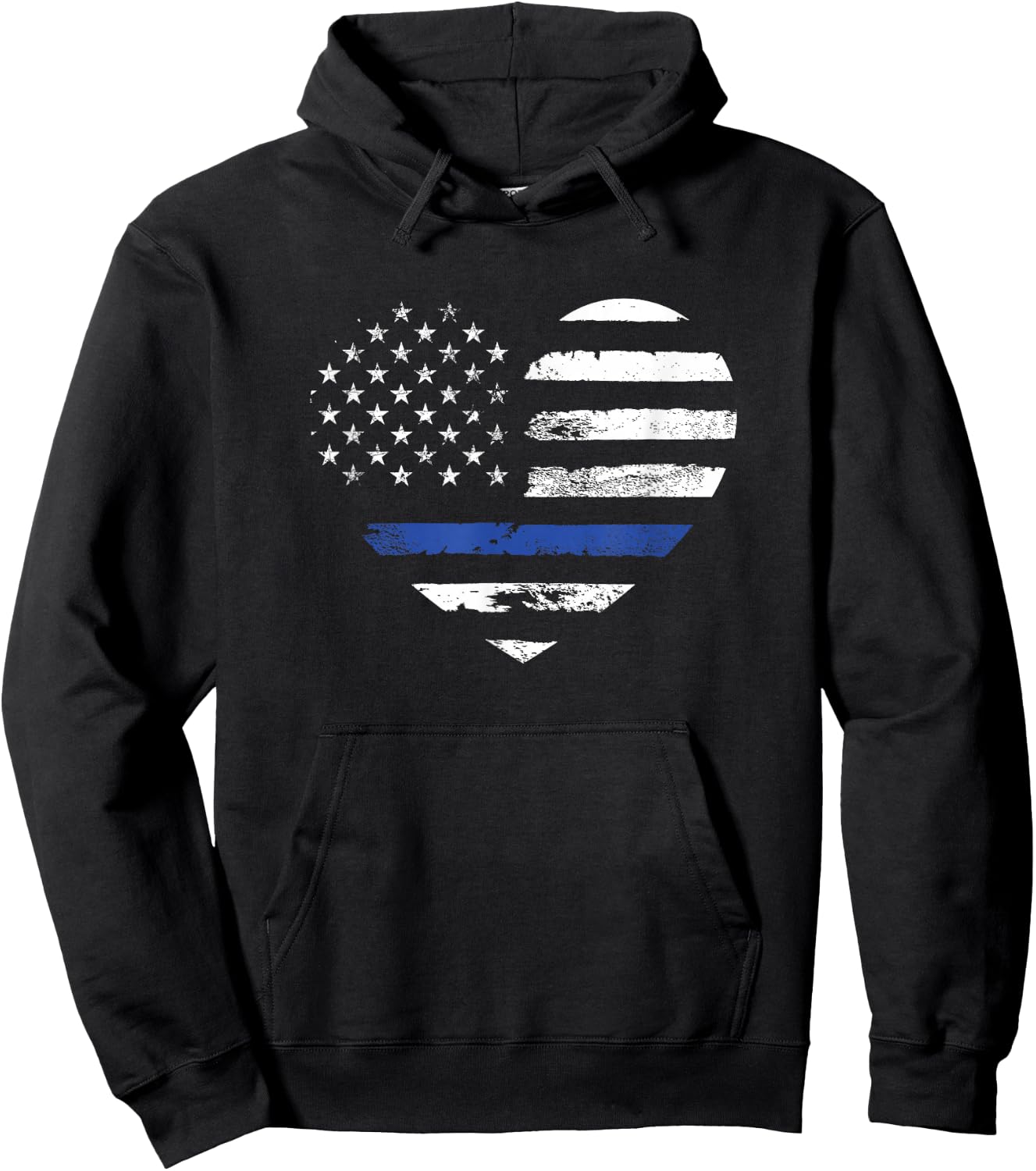 Thin Blue Line Heart Flag Police Officer Support Hoodie - Hoodie | Black