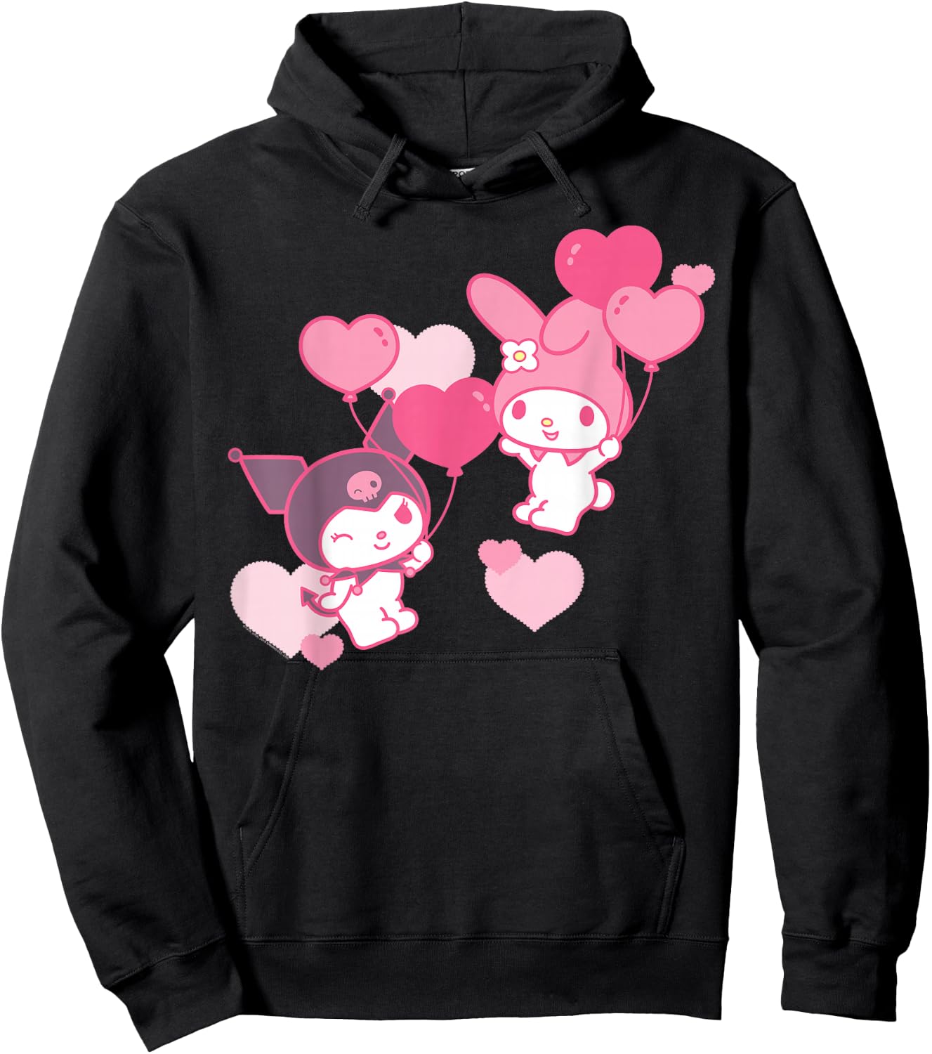 My Melody and Kuromi Valentine's Day Hearts Shirt Hoodie - Hoodie | Black