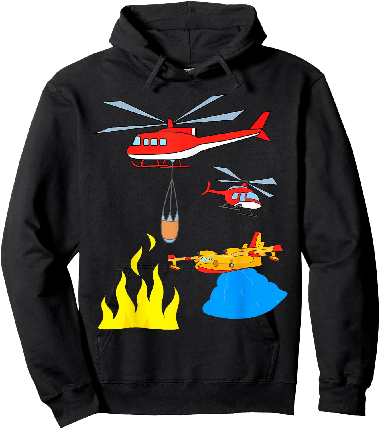 Fire Engine Aeroplane Helicopter Hoodie - Hoodie | Black