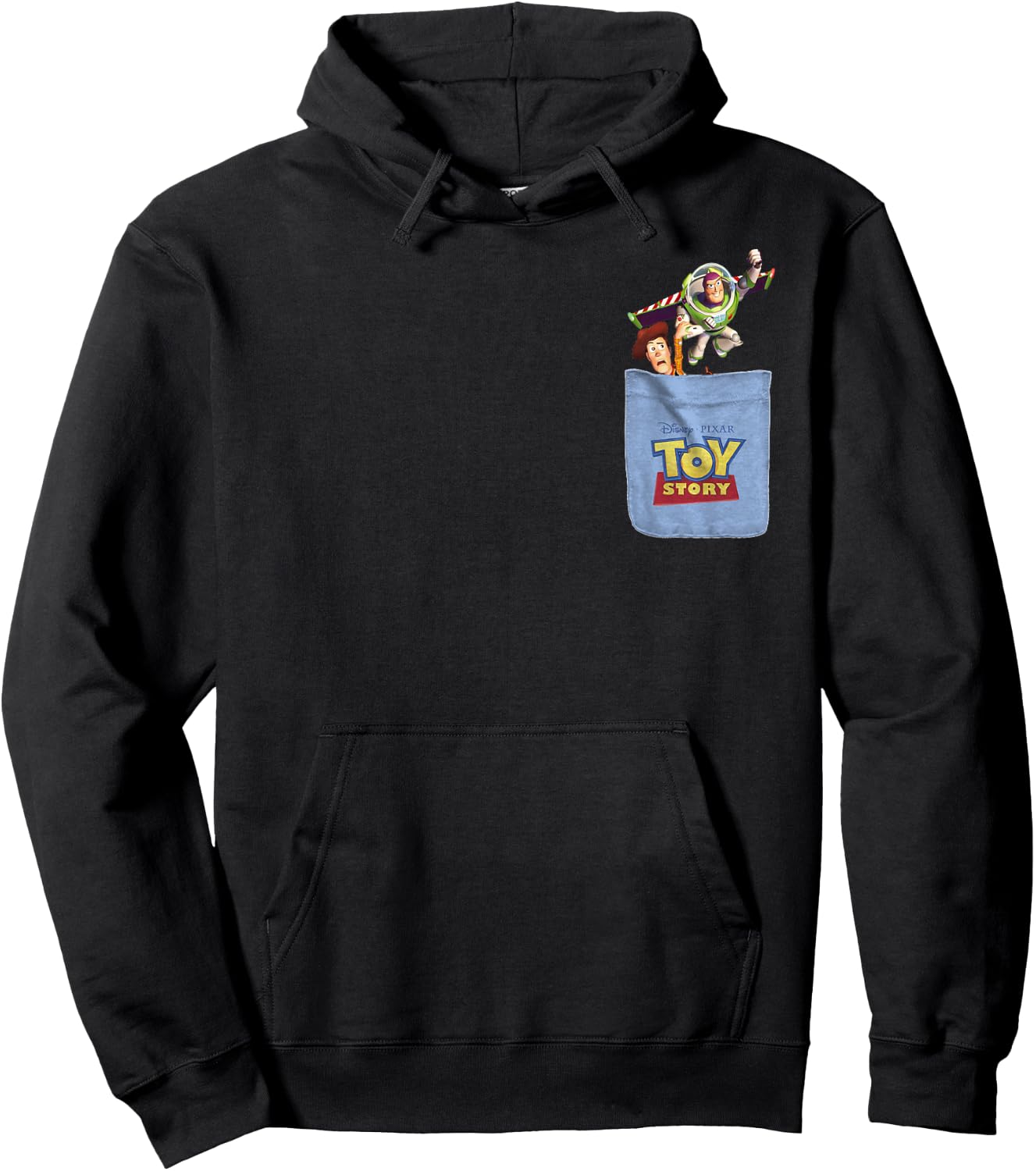 Disney Pixar Toy Story Buzz and Woody Mini Pocket Icon Logo Hoodie - Hoodie | Black