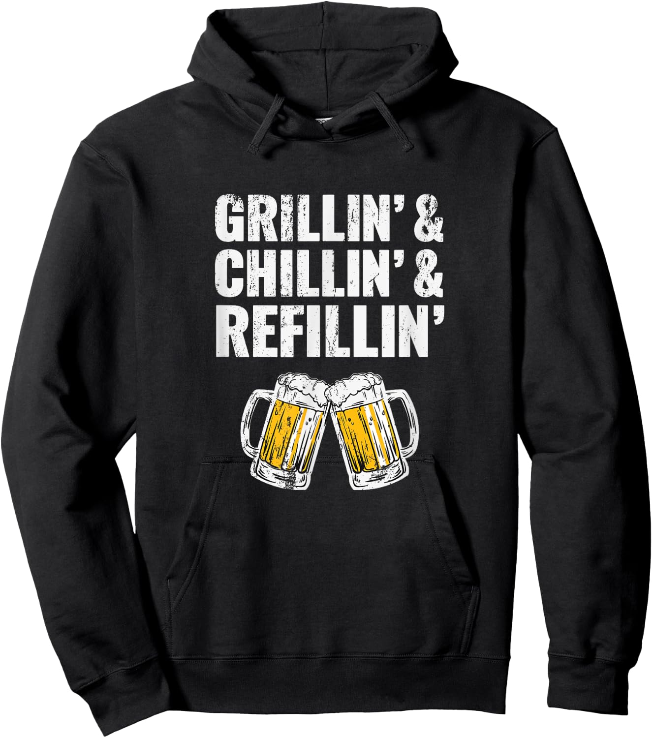 Grillin Chillin Shirt, Grillin Chillin Refillin Beer Hoodie - Hoodie | Black