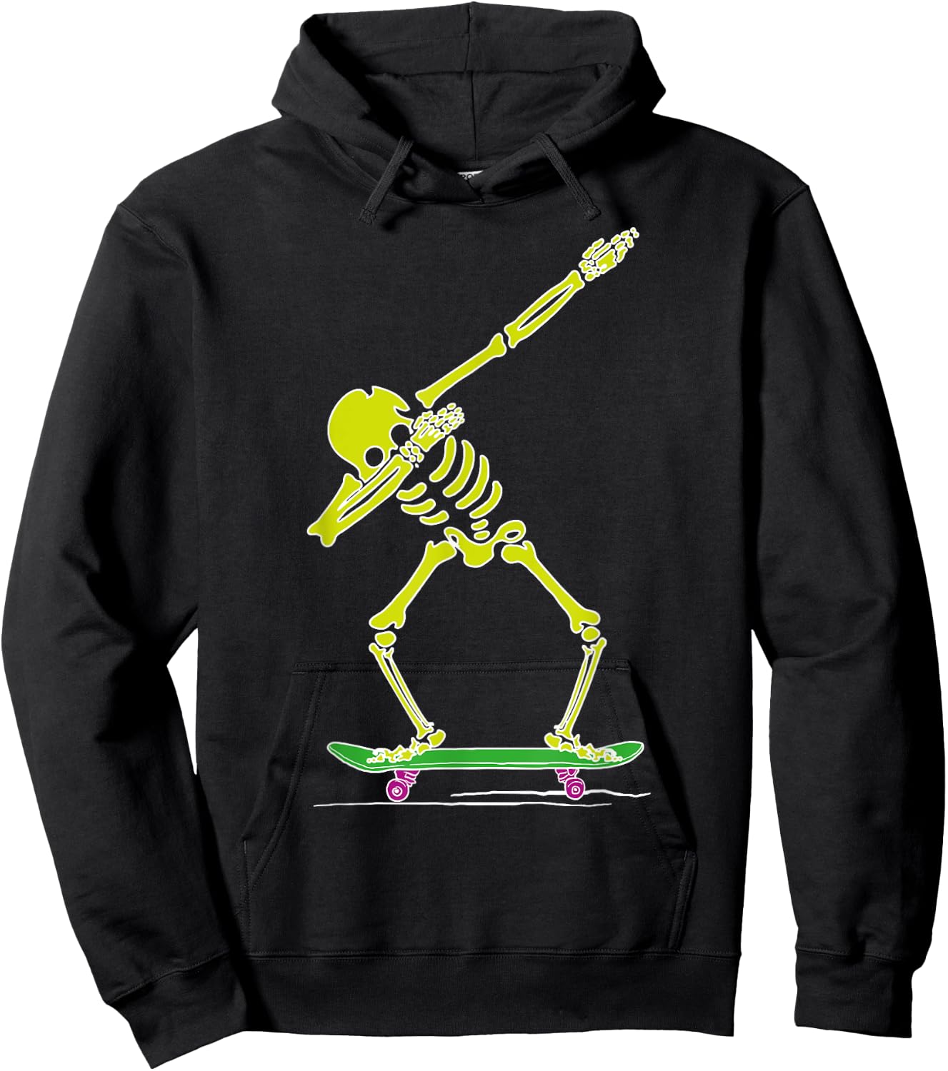 Skeleton Dabbing on Skateboard Funny for Skater Boys Skating Hoodie - Hoodie | Black