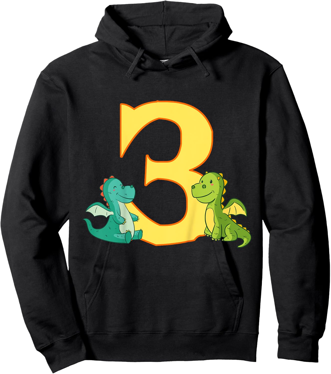 Kids 3rd Birthday Dragon Shirt 3 Years Boys Dragon Gift Hoodie - Hoodie | Black