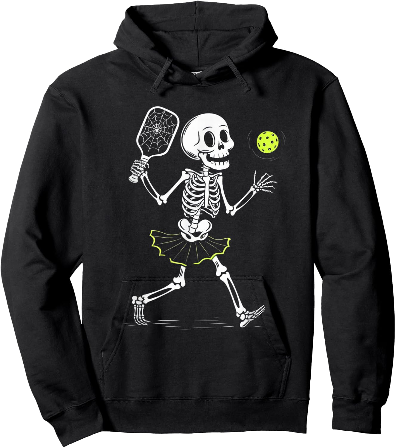 Spooky Pickleball Halloween Skeleton Women Hoodie - Hoodie | Black