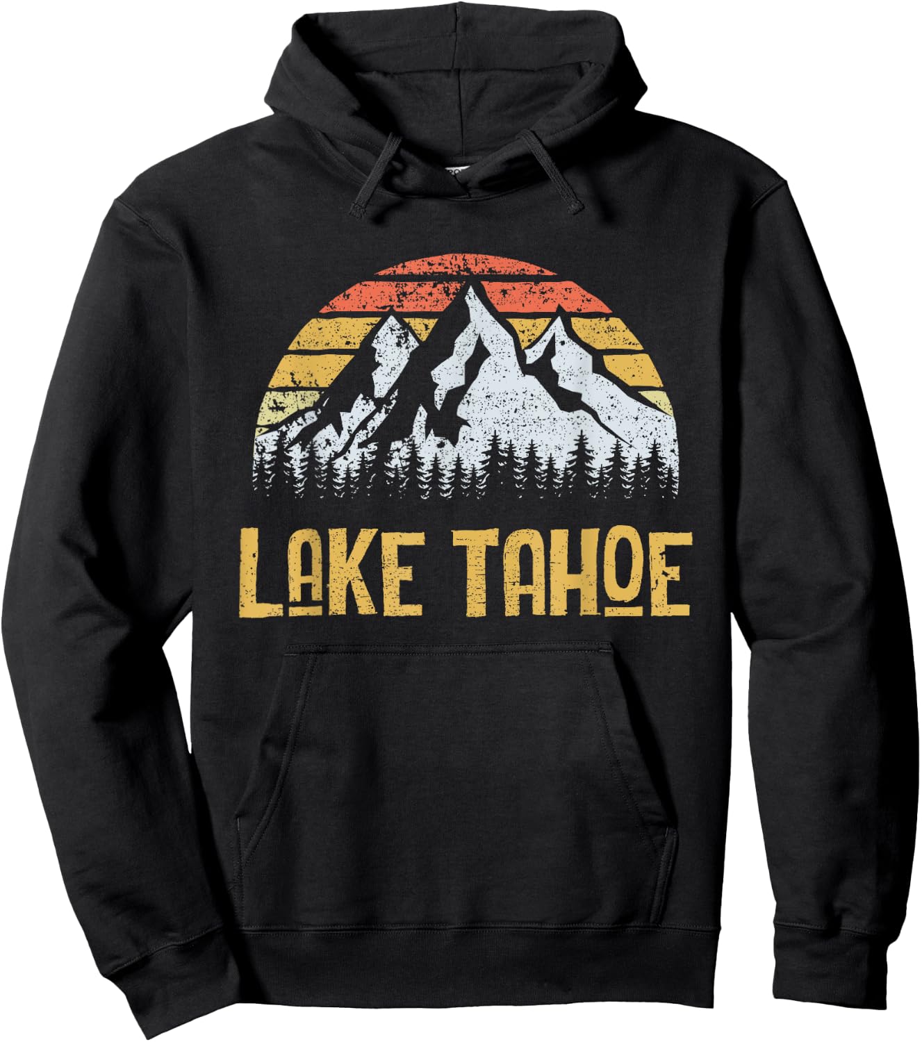 Vintage Retro Lake Tahoe California Nevada T Shirt Hoodie - Hoodie | Black