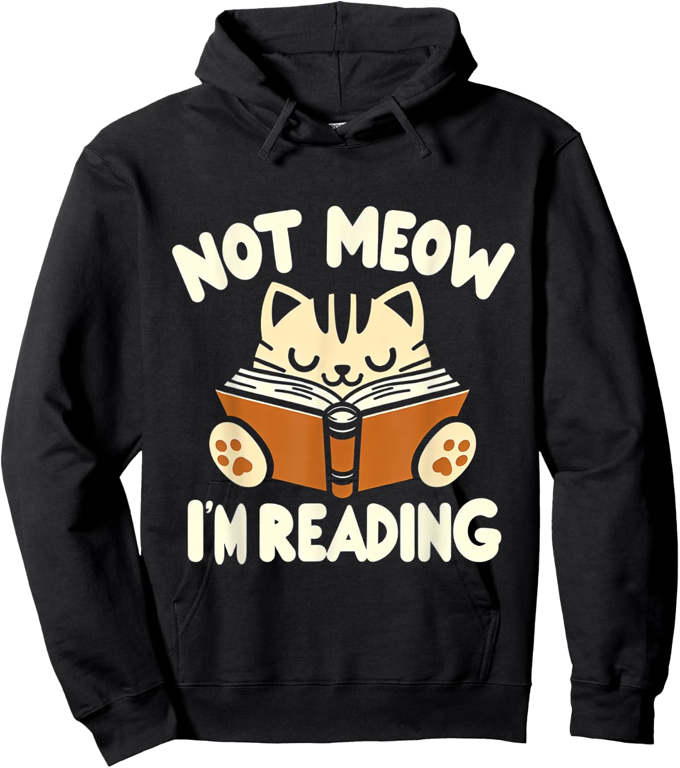 Not Meow I'm Reading Bookworm Cat Lover Hoodie - Hoodie | Black