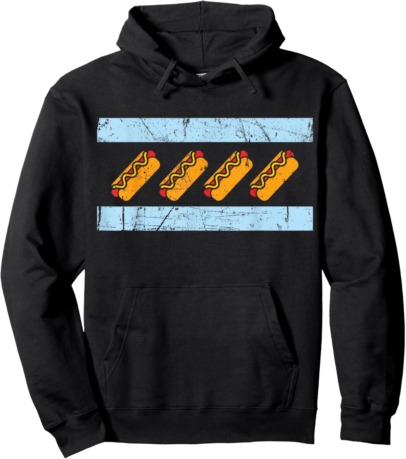 Chicago Flag Hotdog Shirt Funny Chicago Style Hot Dog Gift Hoodie - Hoodie | Black