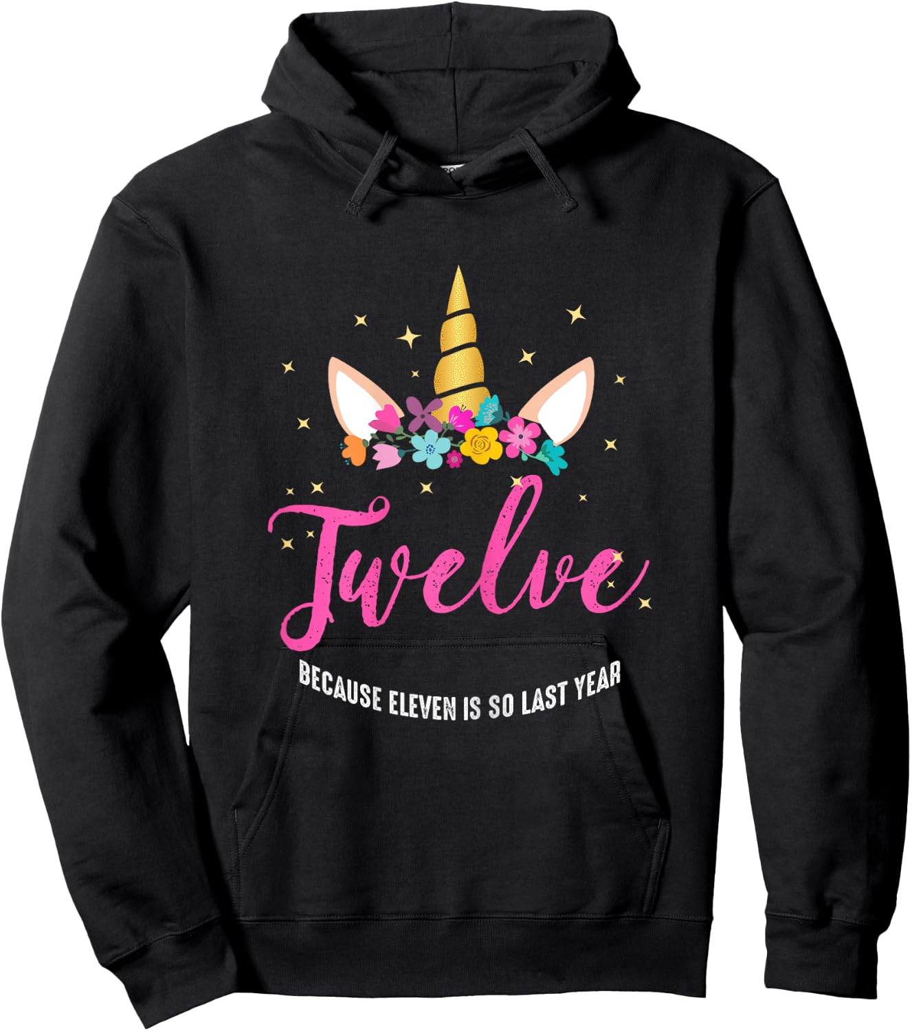 12 Years Old Birthday Girl Gifts Unicorn 12th Birthday Hoodie - Hoodie | Black