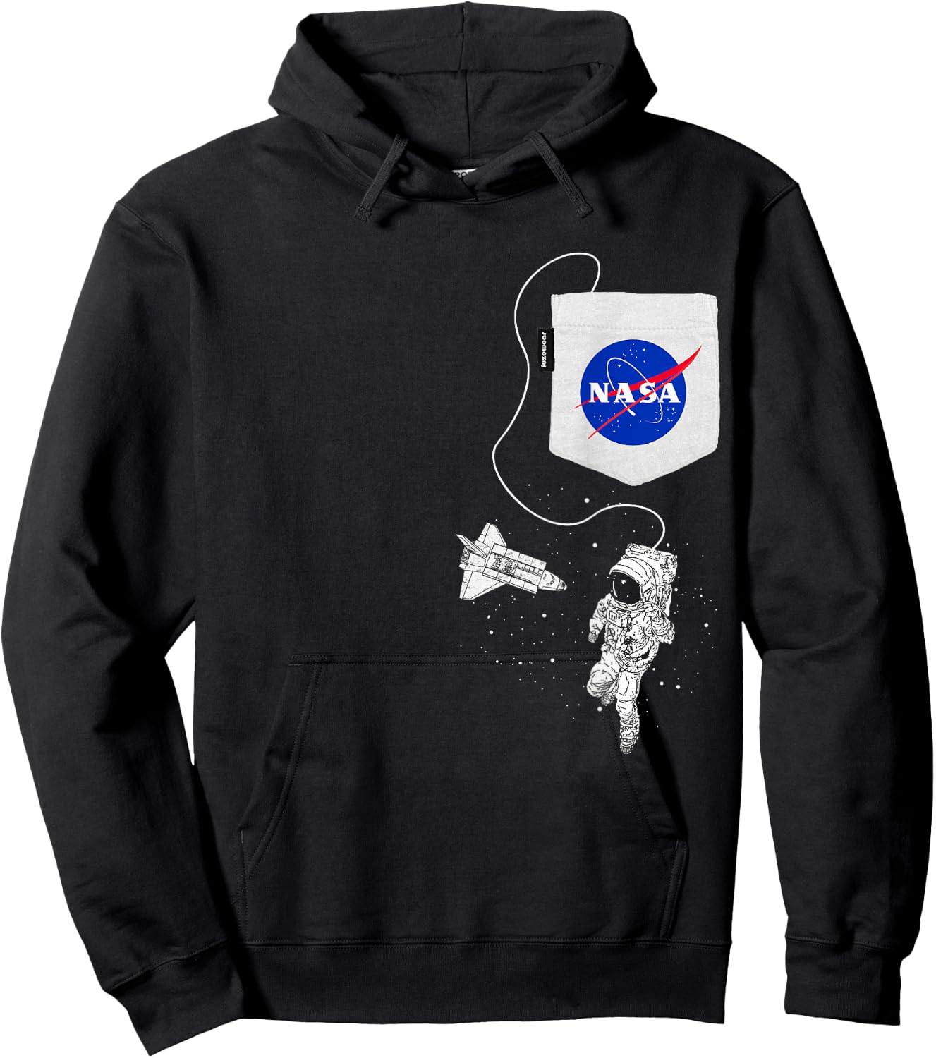 NASA Faux Pocket Astronaut Space Shuttle in Space Hoodie - Hoodie | Black