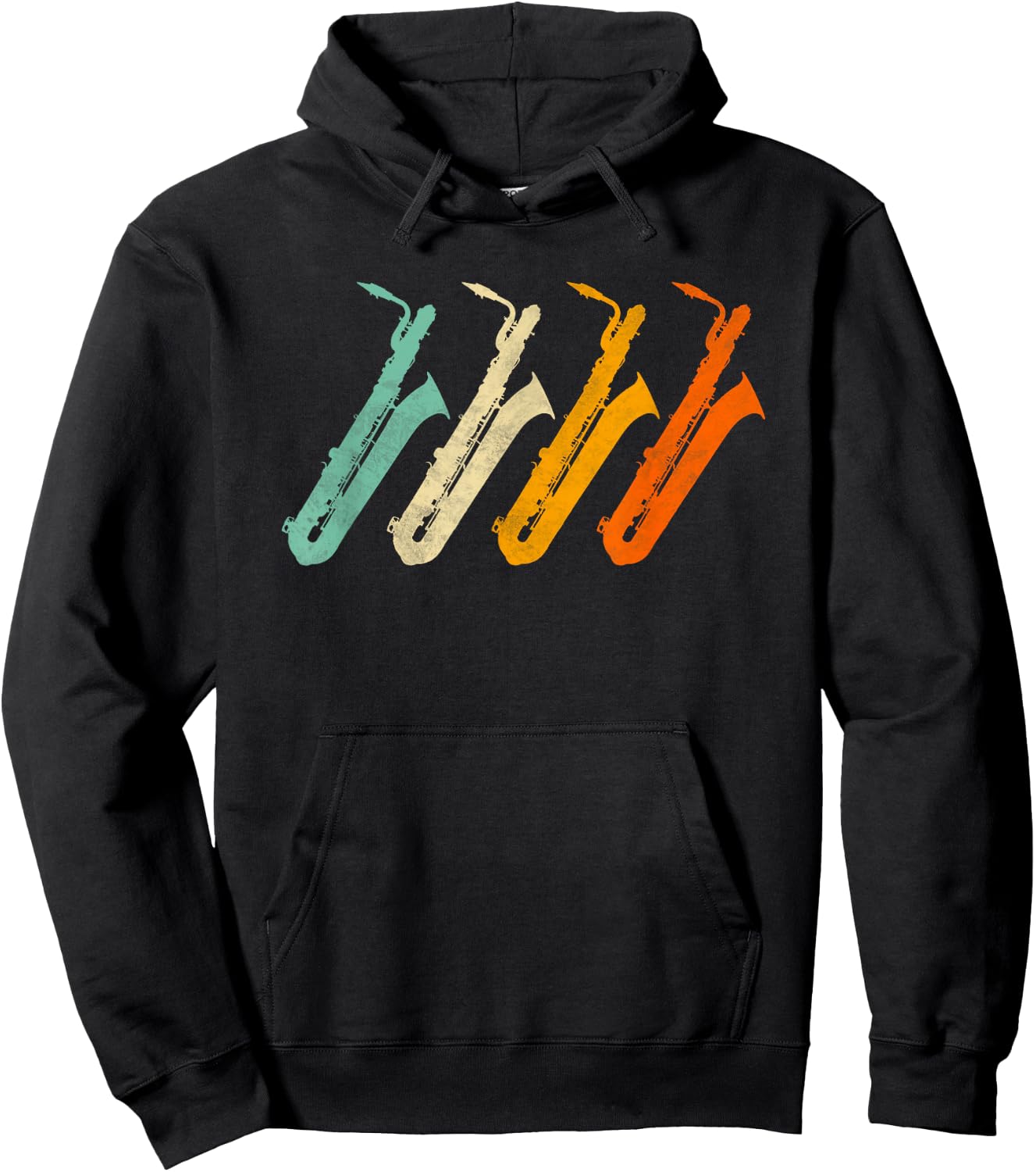 Retro Baritone Saxophone Shirt for Bari Saxophonist Hoodie - Hoodie | Black