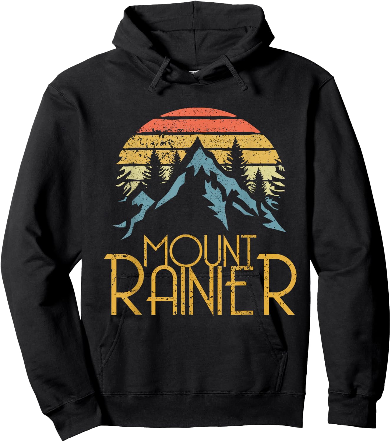 Vintage Retro Mount Rainier National Park WA Mountains Shirt Hoodie - Hoodie | Black