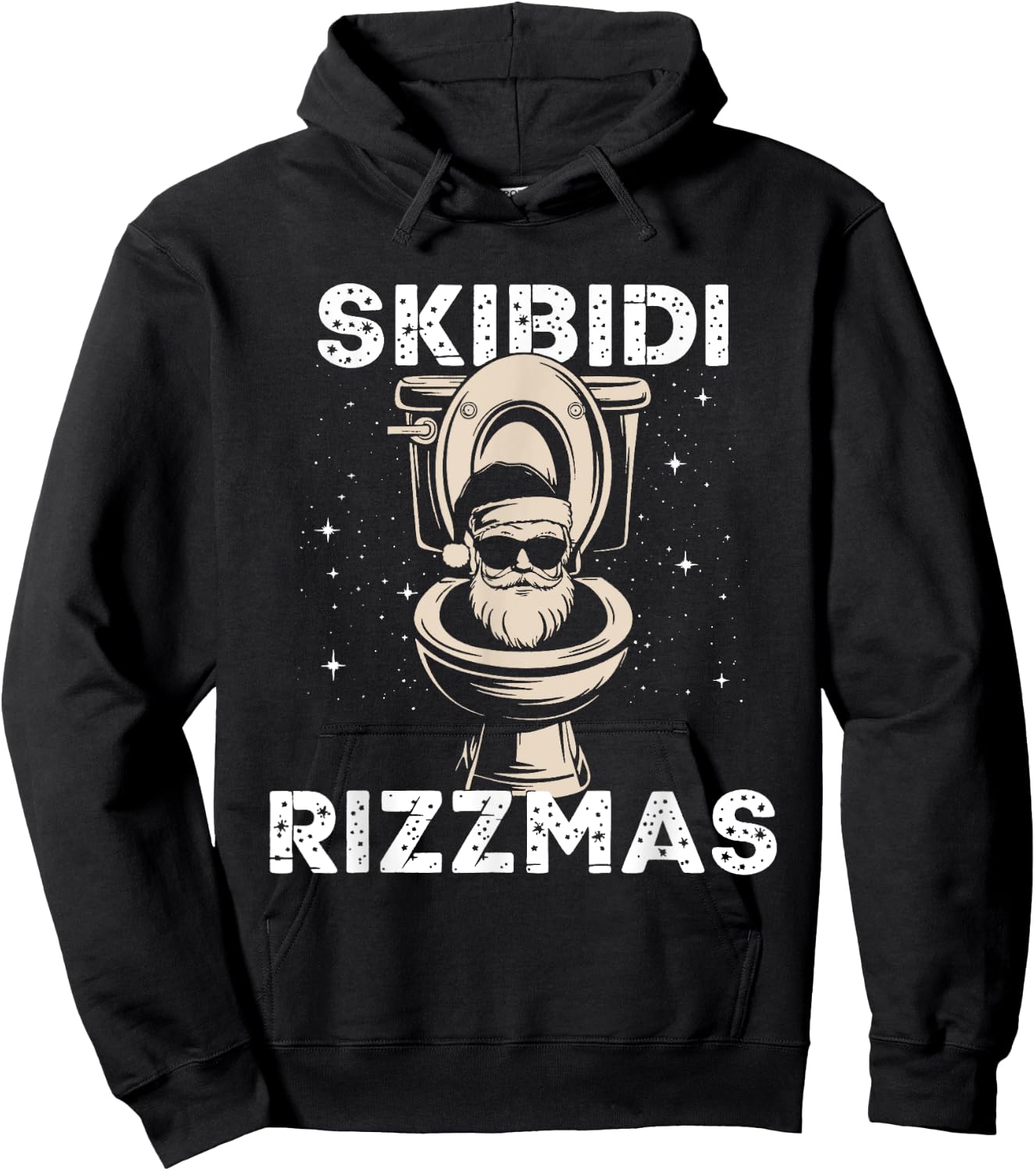 Skibidi Rizzmas Funny Toilet Santa White Elephant Christmas Hoodie - Hoodie | Black