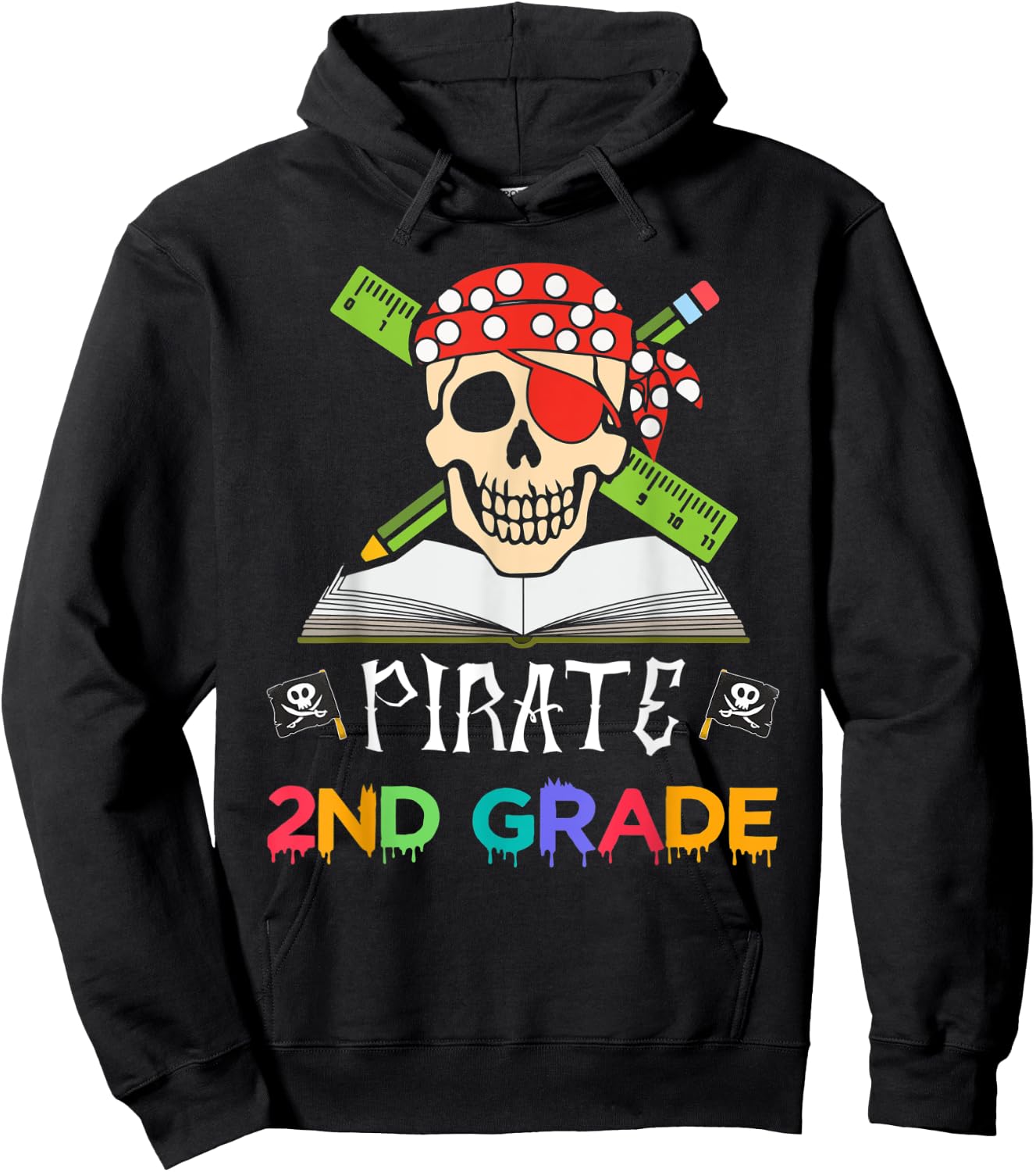 2nd Grade Pirate Halloween Gift Student Teacher Hoodie - Hoodie | Black