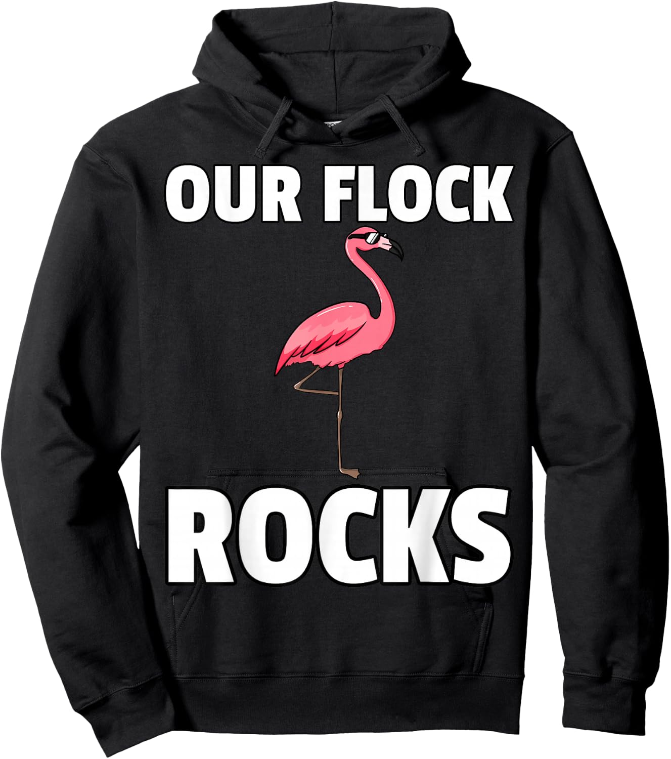 Our Flock Rocks Gift Pink Flamingo Women Men Hoodie - Hoodie | Black